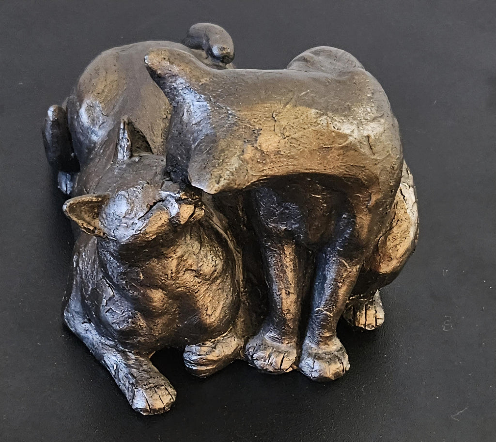 Frith Cats Sculpture Figurine Ornament Felix and Oscar Made in England Cold Cast Bronze-Resin
