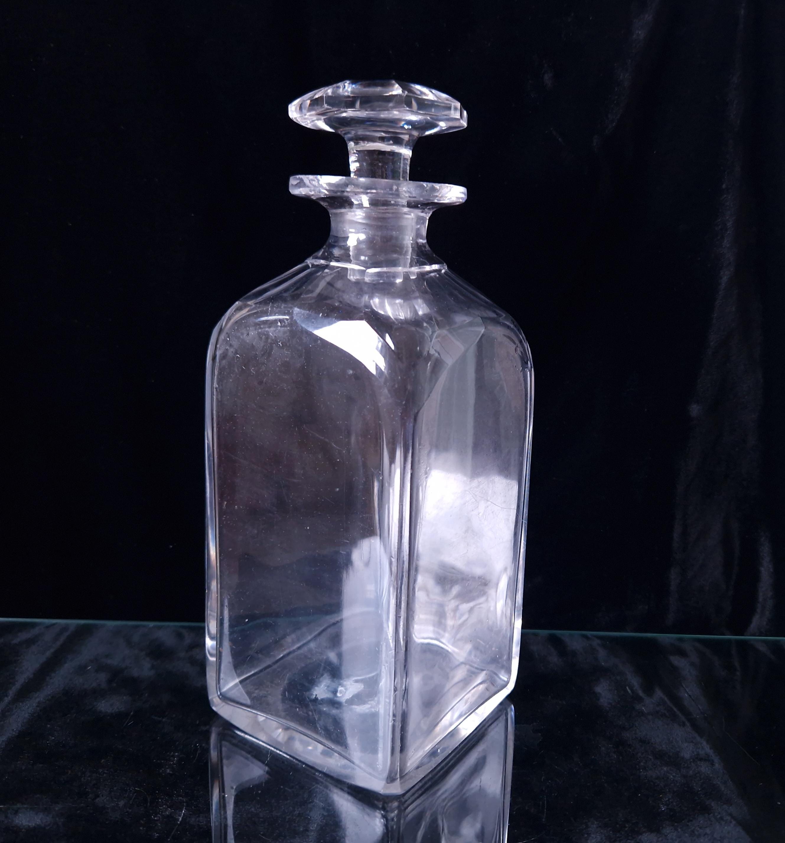 Antique Rectangular Spirit Decanter With Petal-Cut Shoulders & Octangon Stopper