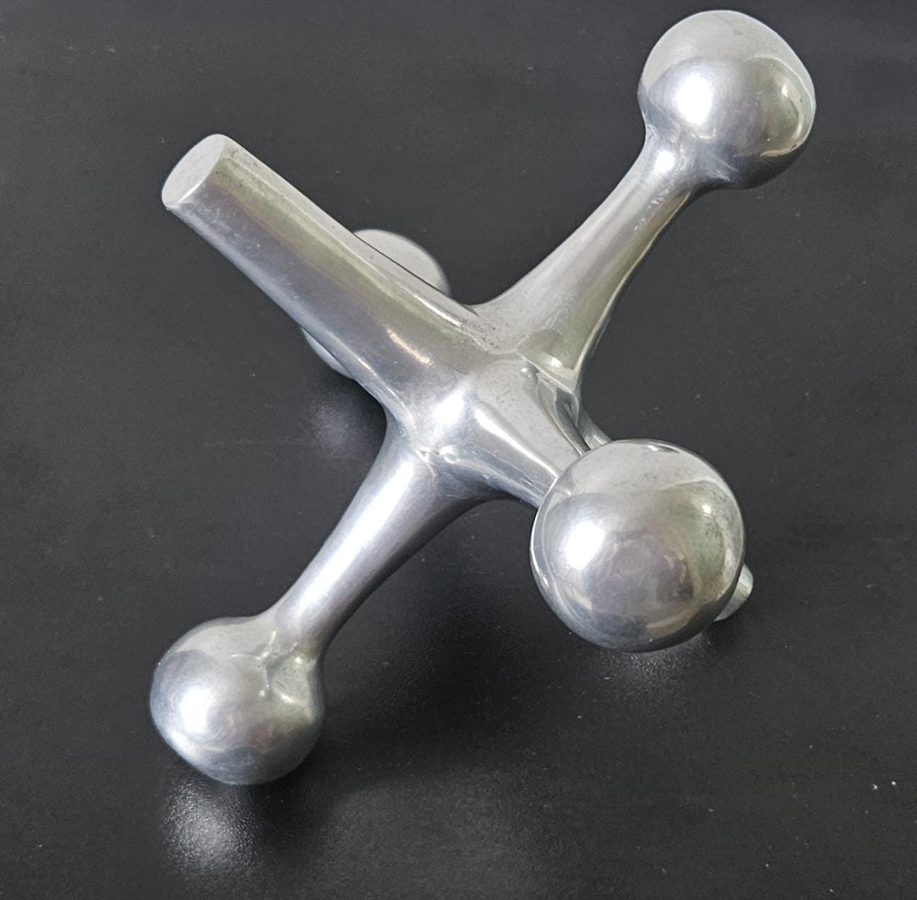 Vintage Oversized Aluminium Jack Sculpture: MCM Ornament