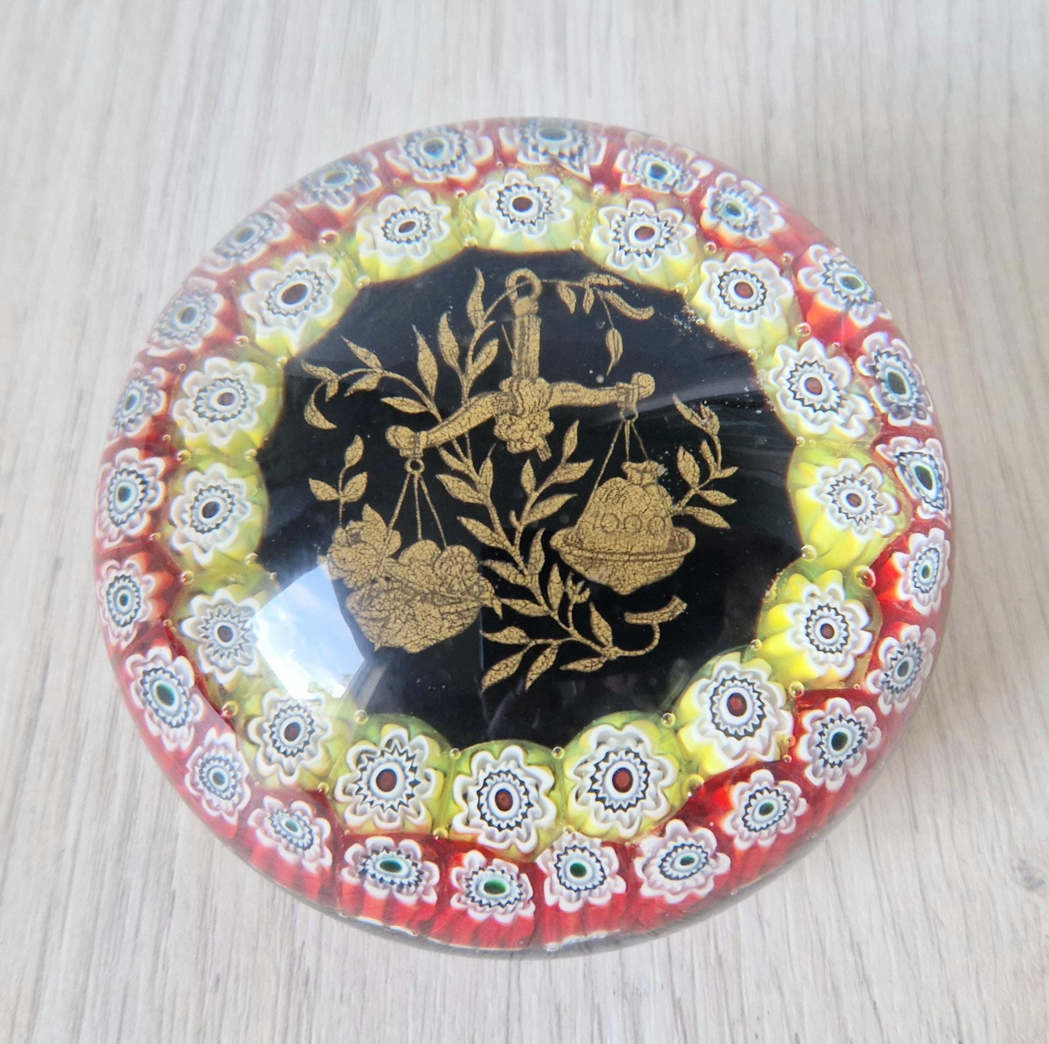 Libra Astrological Murano Art Glass Paperweight Ferro & Lazzarini 1980 Italy