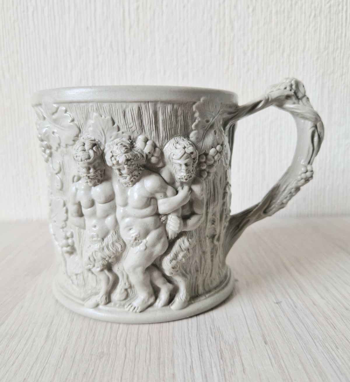 1830s Minton Stoneware Mug: Silenus and Bacchus Relief