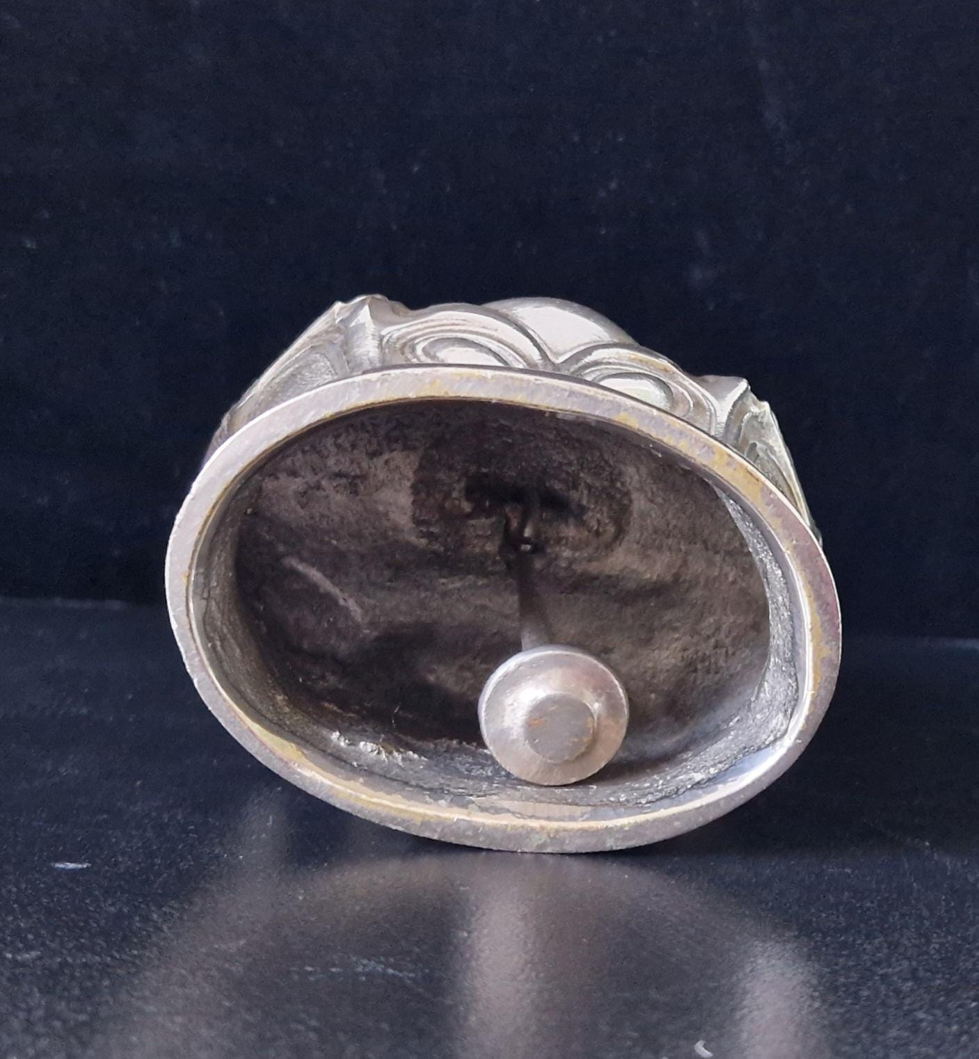 Antique Art Nouveau Silvered Bronze Large Ornate Decorated Table Bell