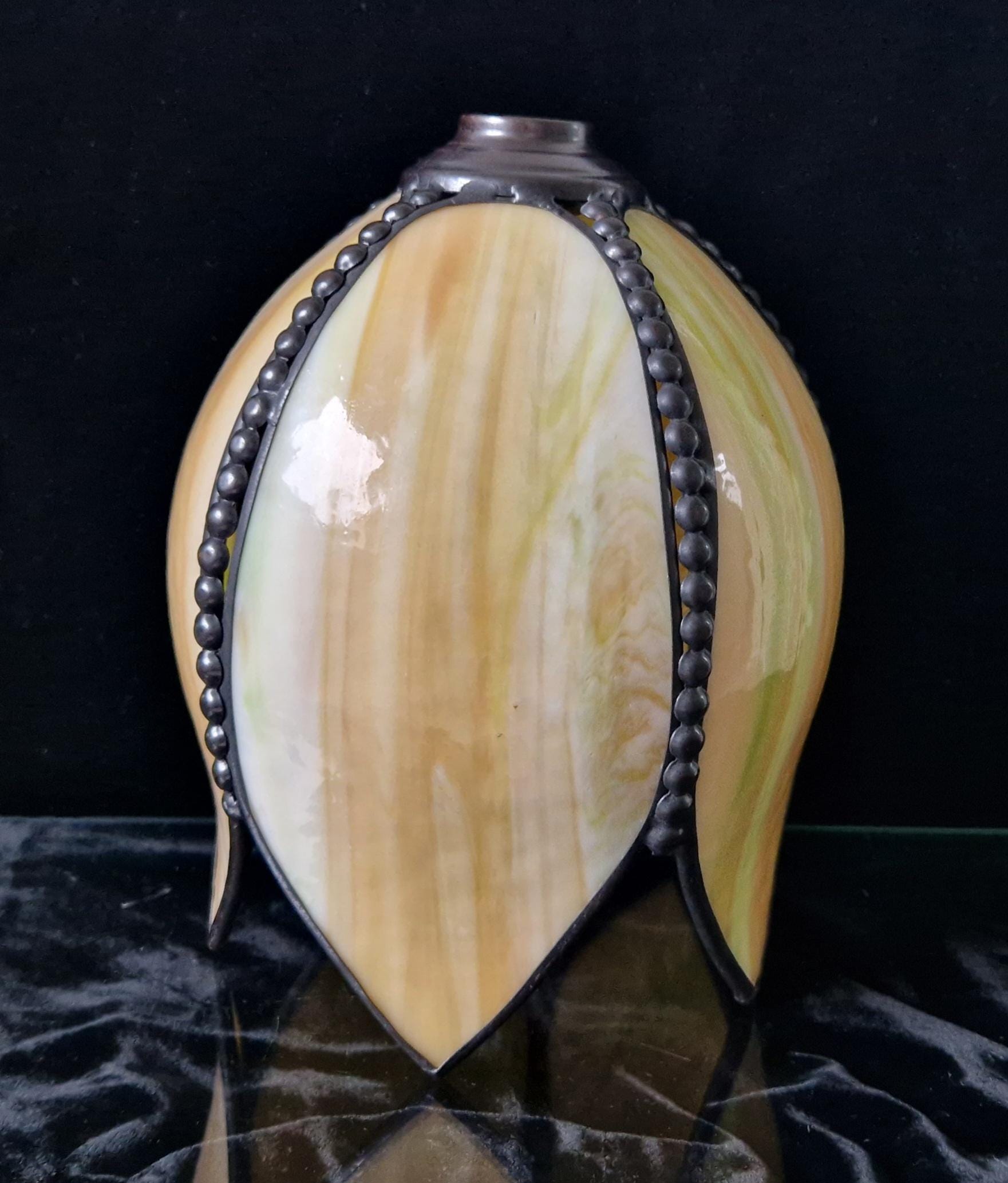 Vintage Tiffany-Style Slag Glass 5 Panel Tulip Lamp Shade 20cm