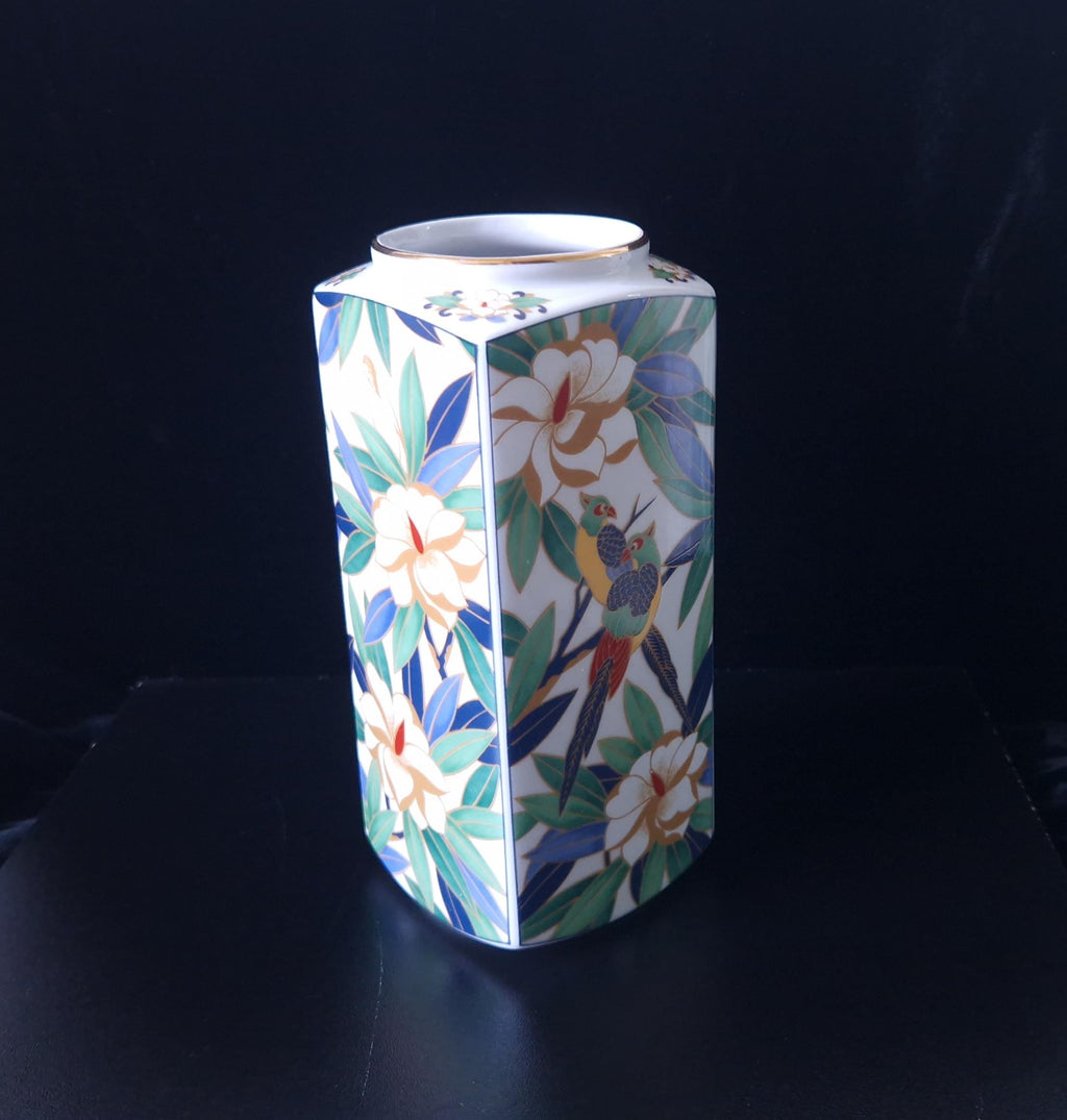 Vintage Takahashi Midcentury Tropicale Parrots Hand Painted Vase San Francisco