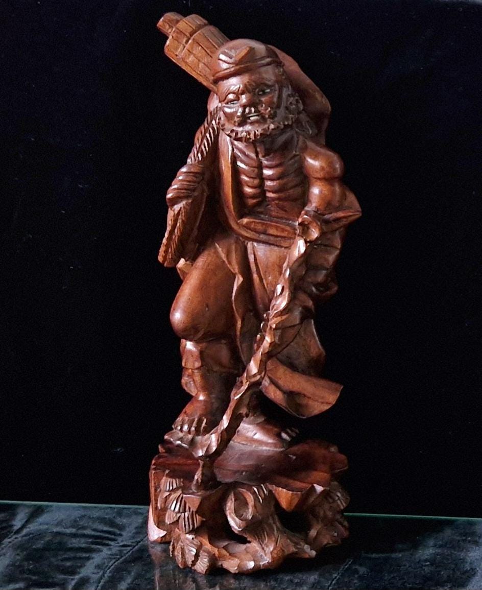 Antique Li Tieh Kuai Chinese Boxwood Root Carving Spirit Traveler Of The Eight Immortals Figure