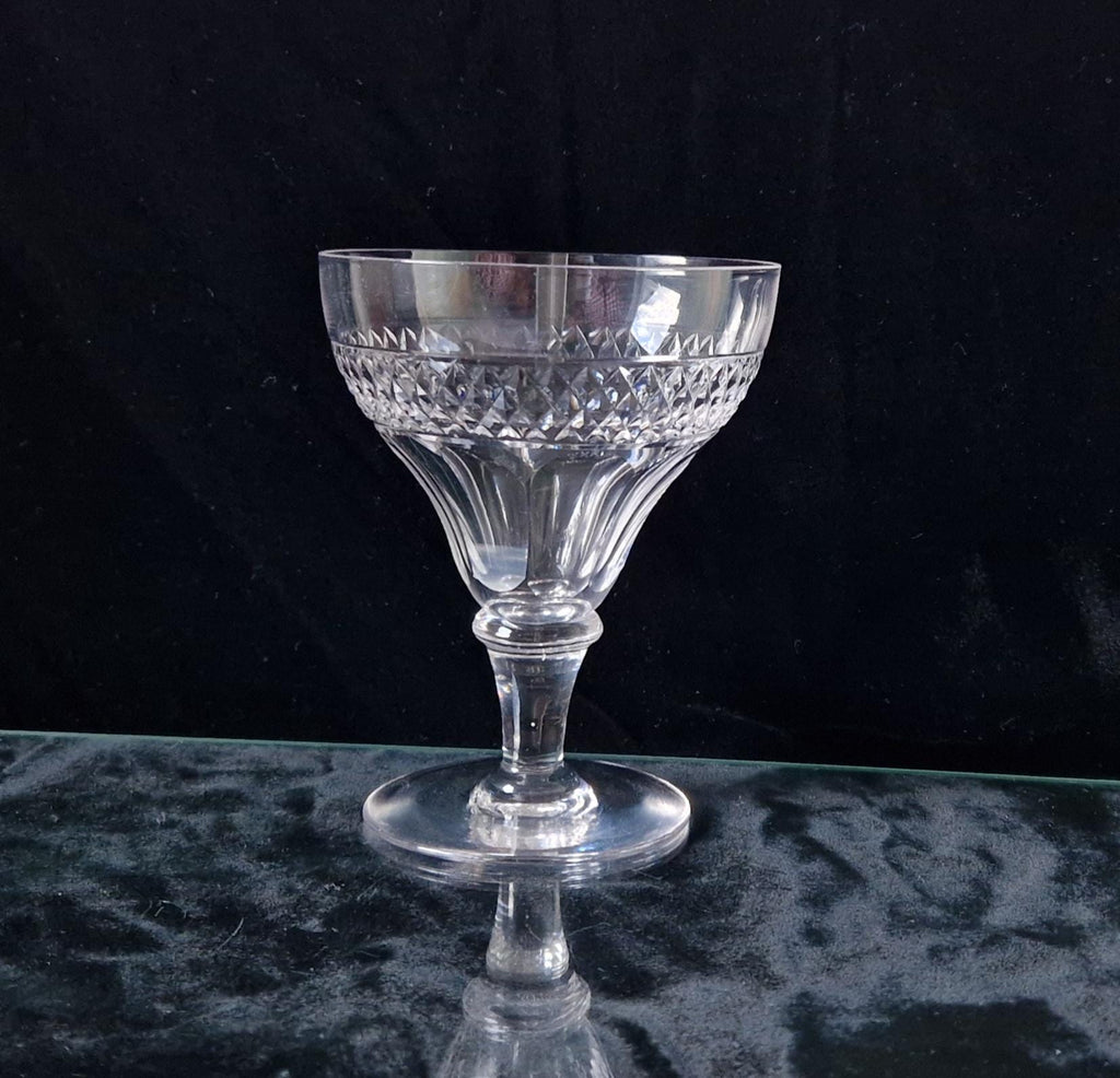 Antique Victorian Pan Top Bowl Diamond Cut Crystal Rummer Glass
