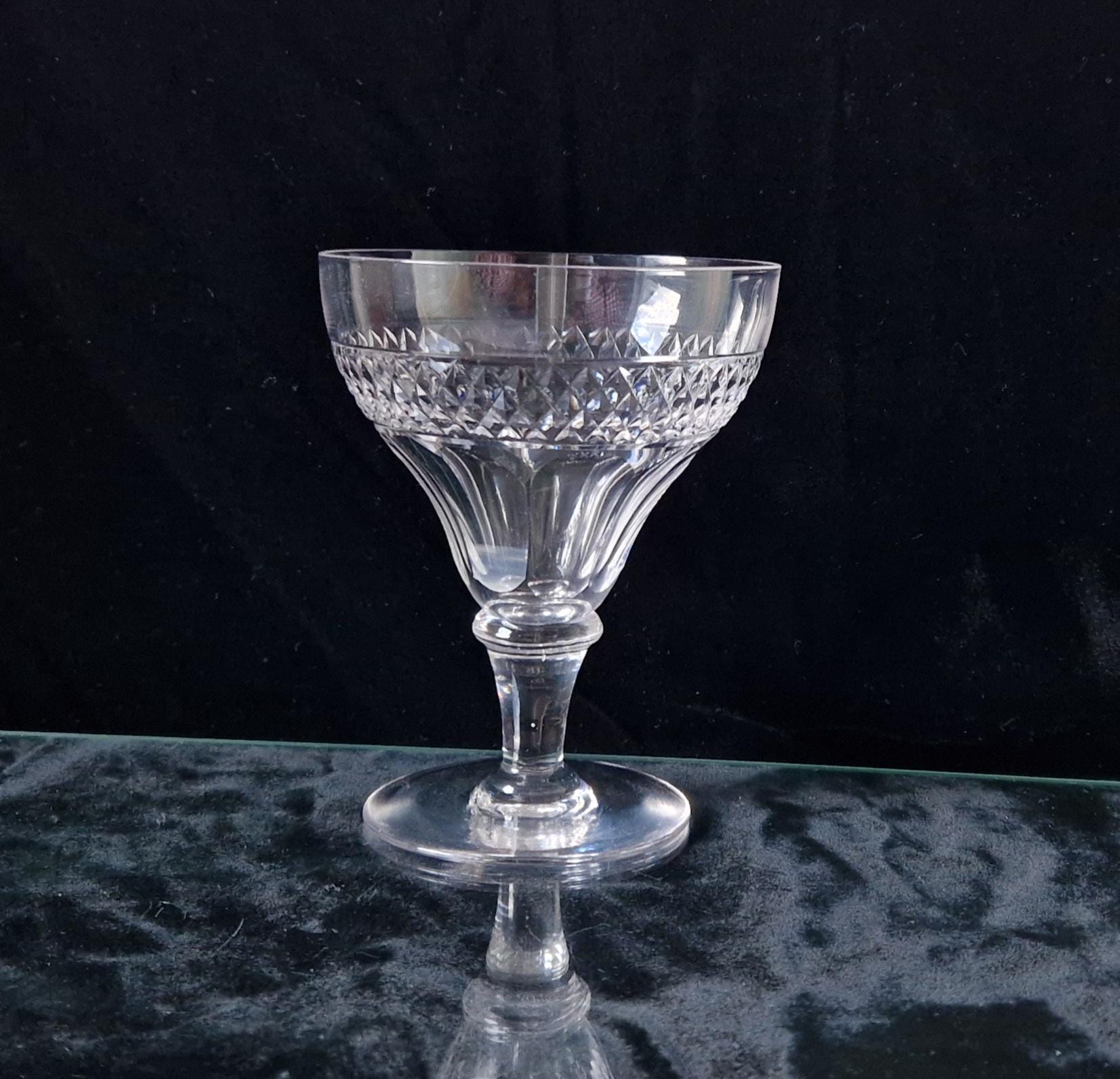 Antique Victorian Pan Top Bowl Diamond Cut Crystal Rummer Glass