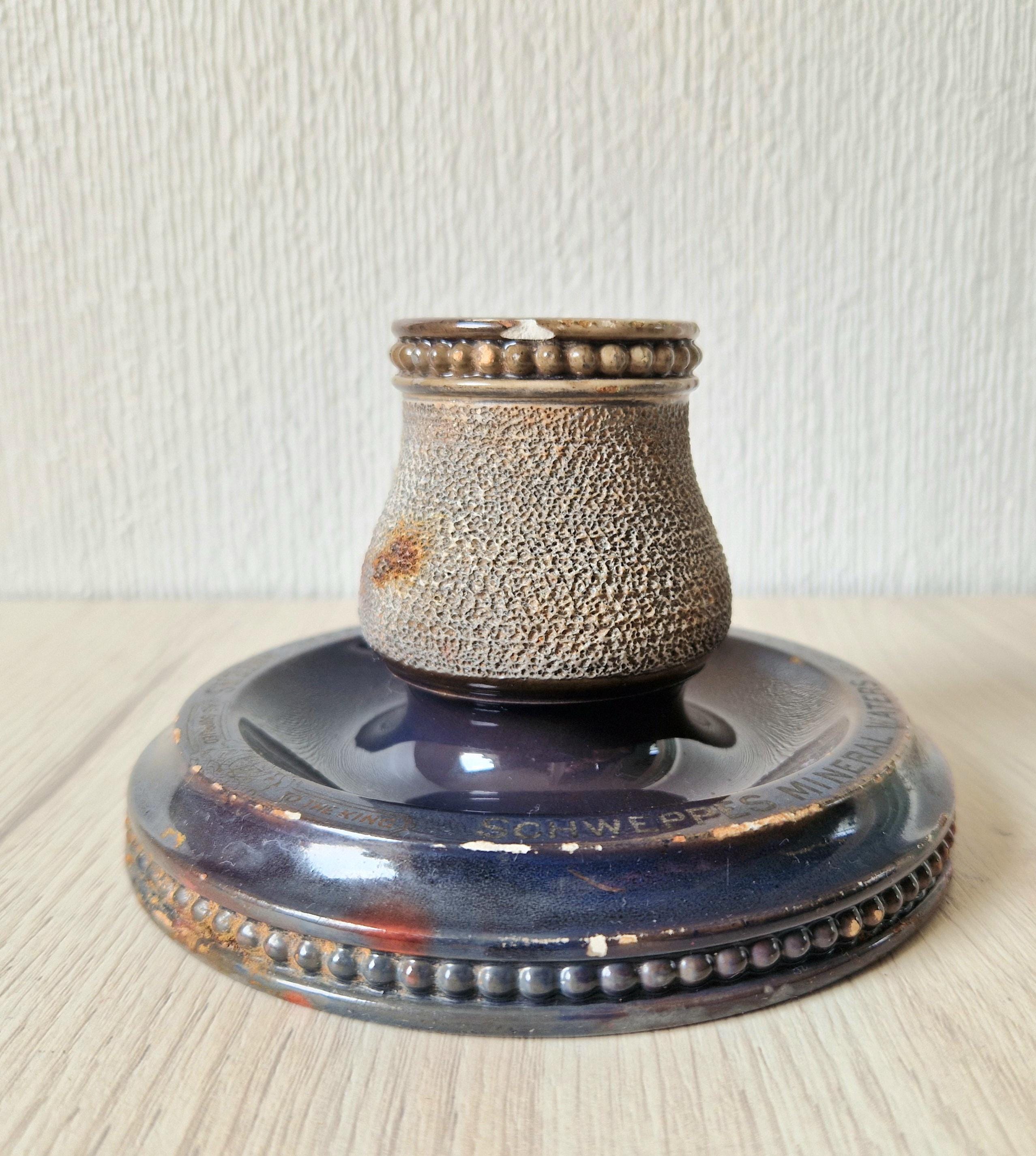 Rare Antique Empire Works Schweppes Pub Ceramic Stoneware Match Strike Holder