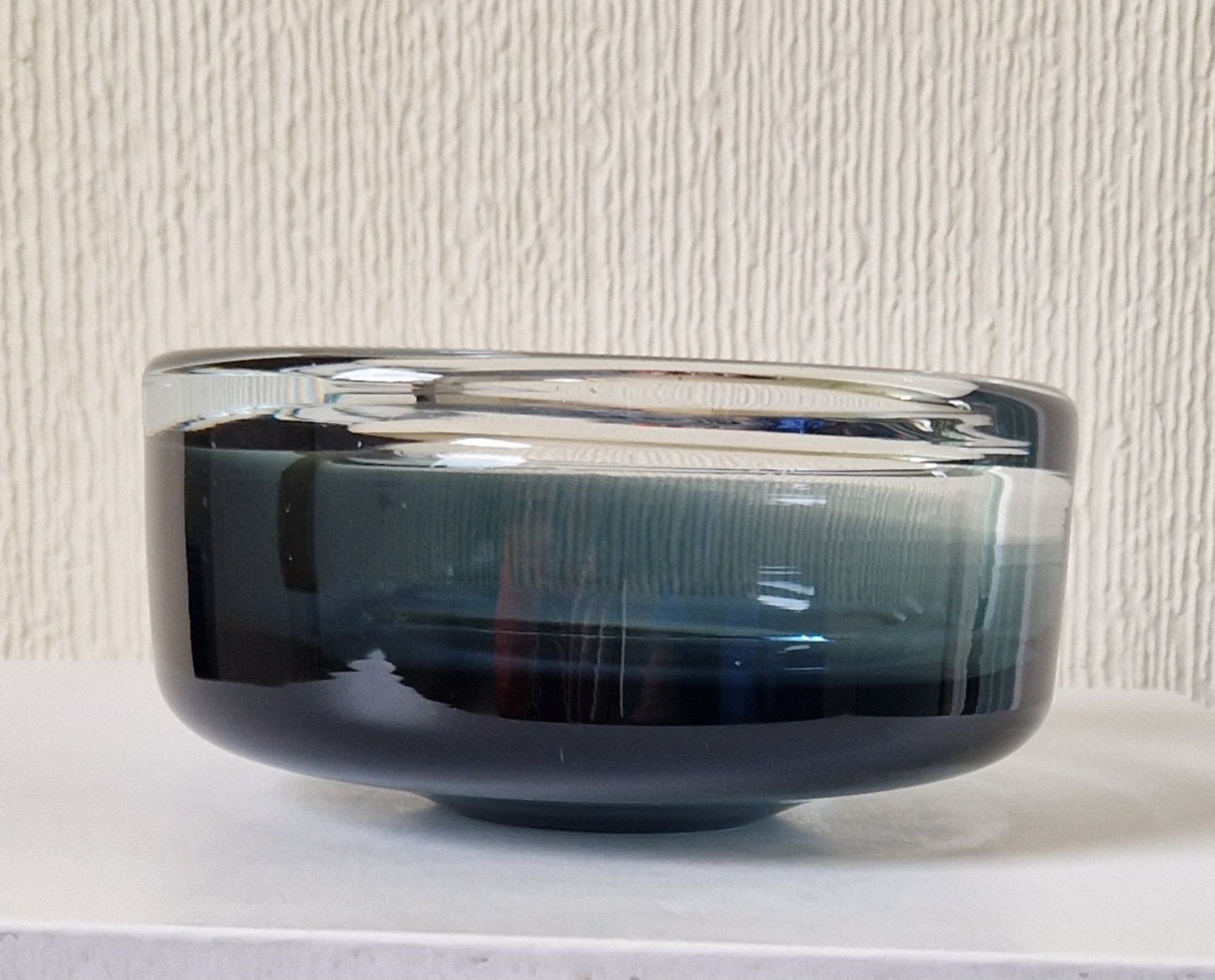 Per Lutken For Holmegaard Ashtray Bowl MCM Smoke Blue Danish Art Glass 1960's