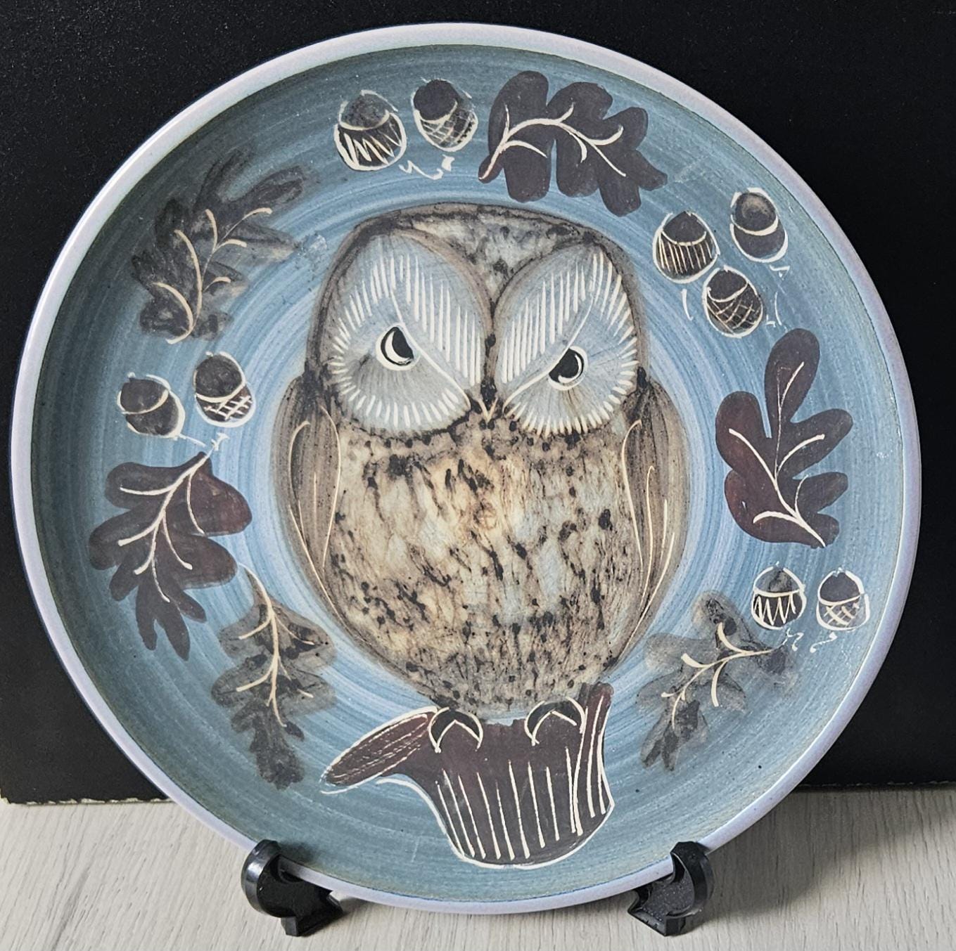 Vintage Decorative Handmade Owl Plate Wimborne Pottery Made in England Owl Gift 24cm Diameter