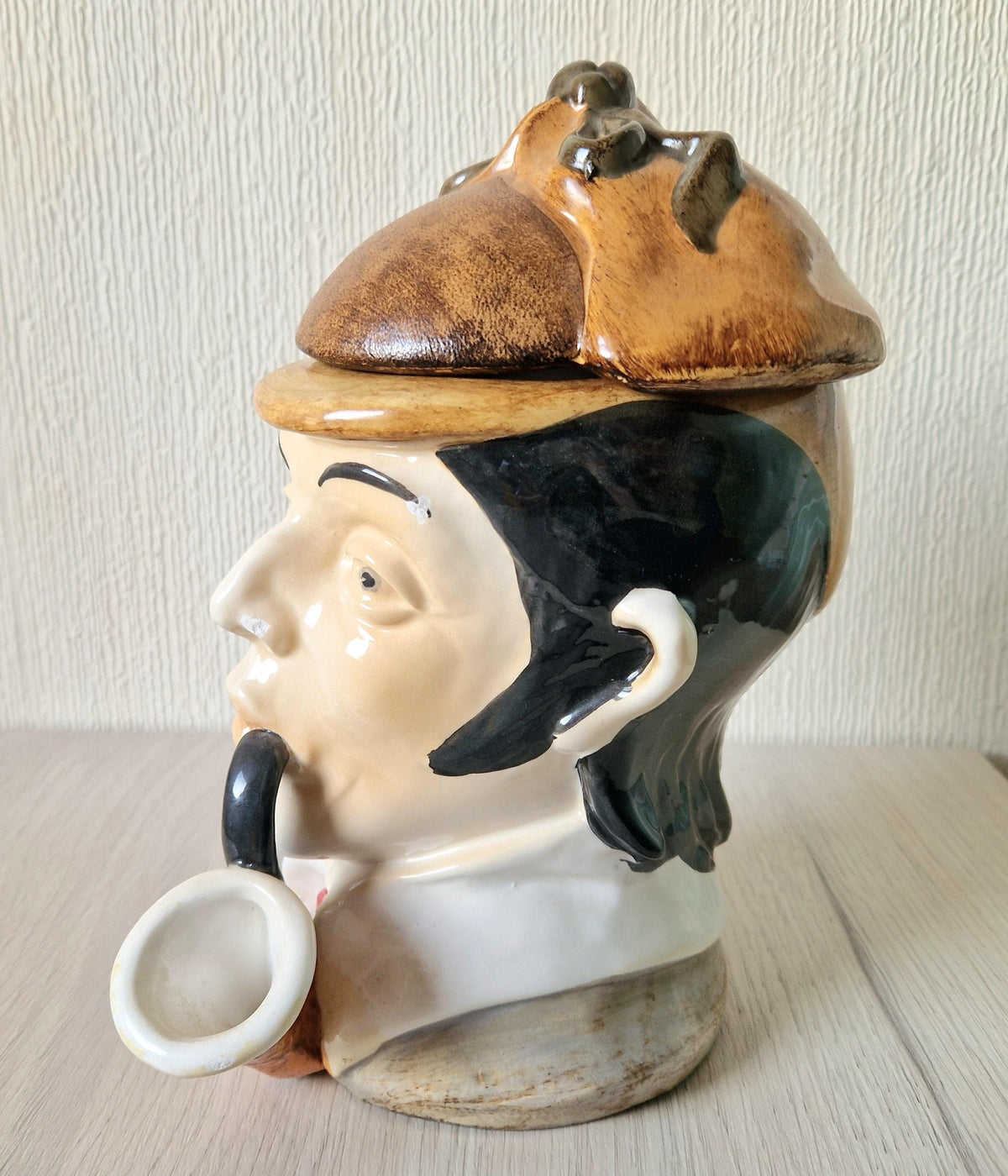 Rare Vintage Sherlock Holmes Figural Ceramic Tobacco/Cookie Jar 23cm