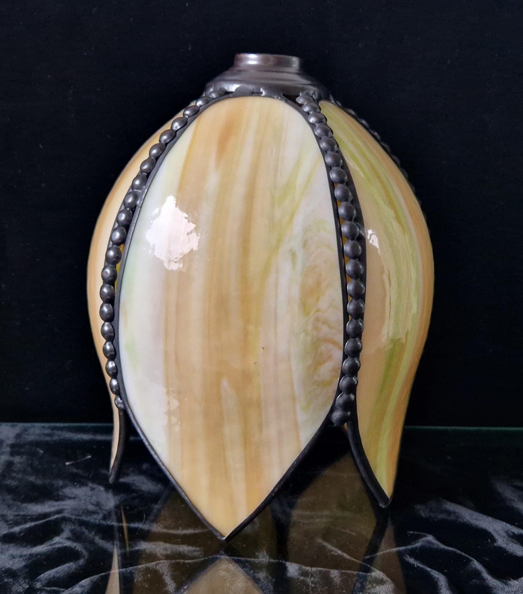 Vintage Tiffany-Style Slag Glass 5 Panel Tulip Lamp Shade 20cm