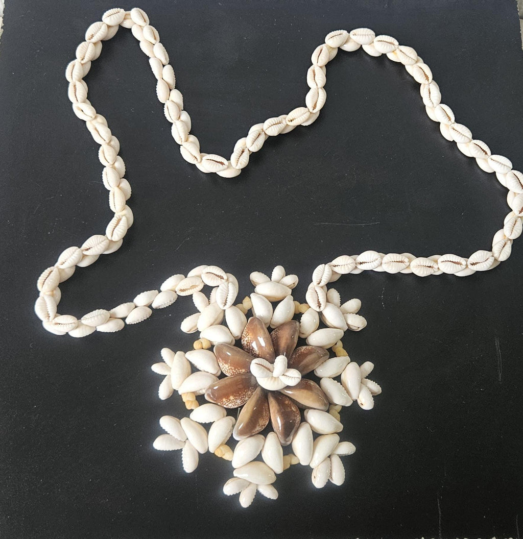 Vintage Huge Oversized Cowrie Shell Pendant Necklace Statement Boho Huge Oversized Pendant 1970s Style Hawian