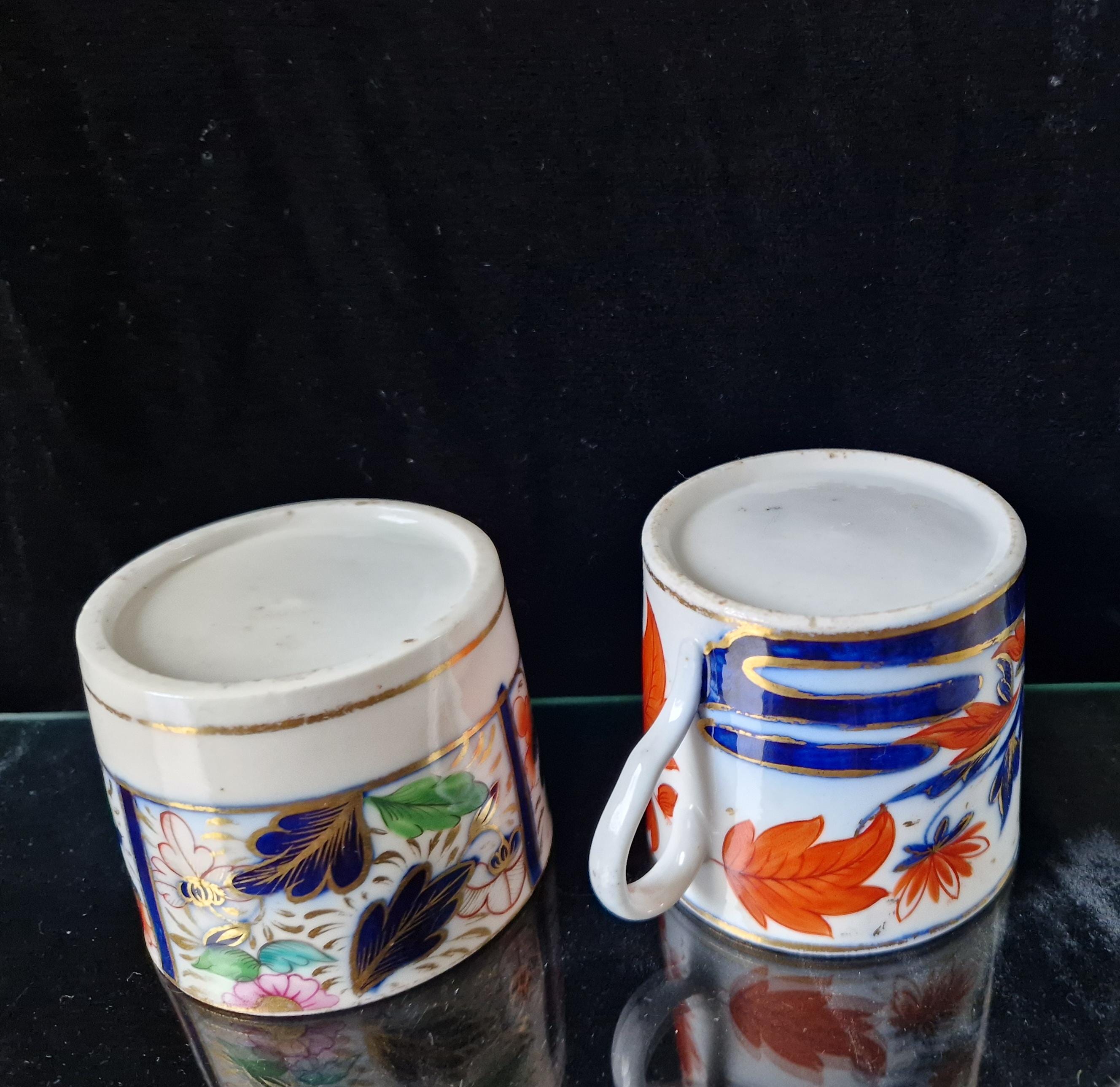 Two Antique 19th Century Small Imari Pattern English China Cups