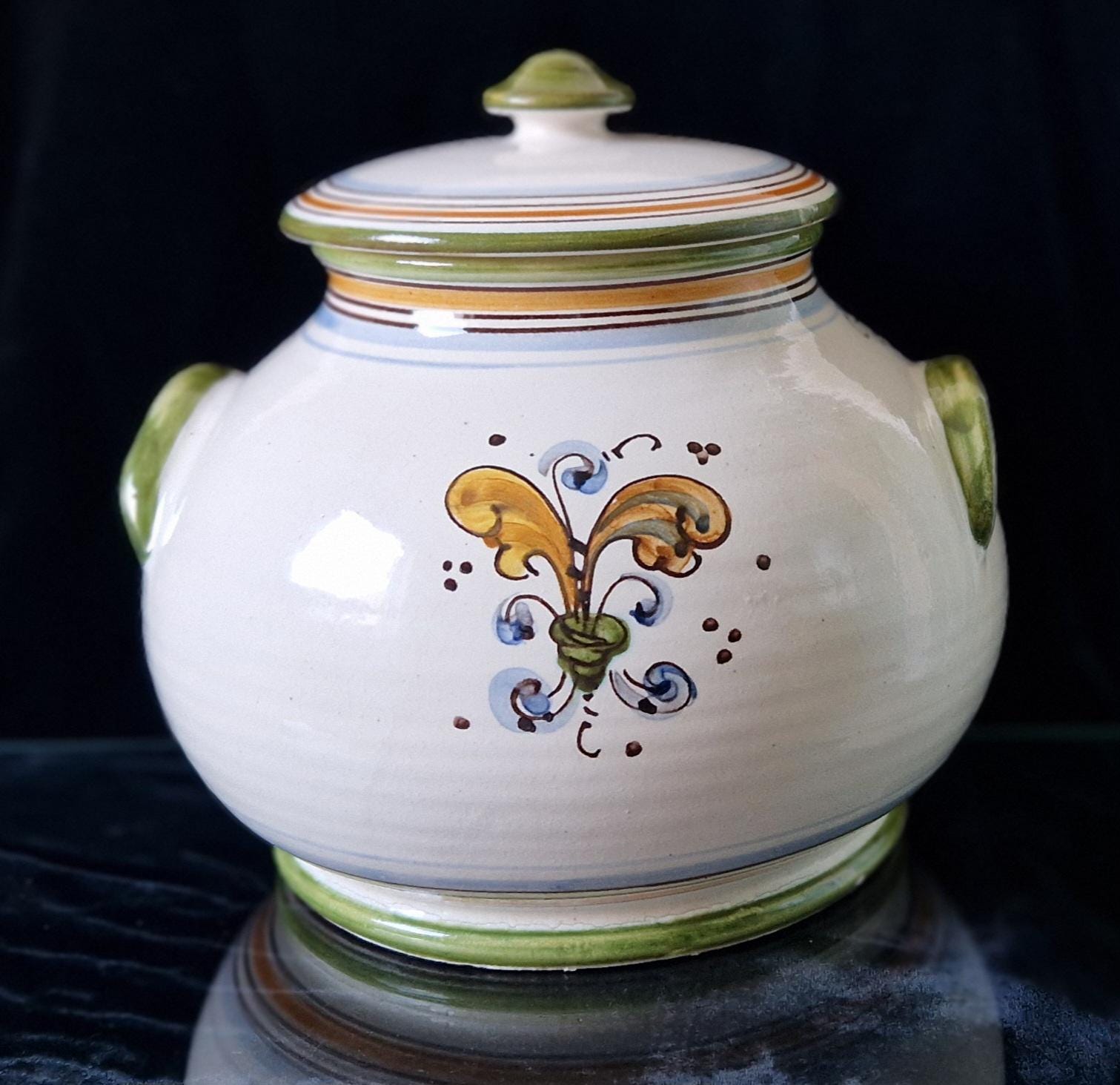 Vintage Italian Deruta Majolica Lidded Flour Jar