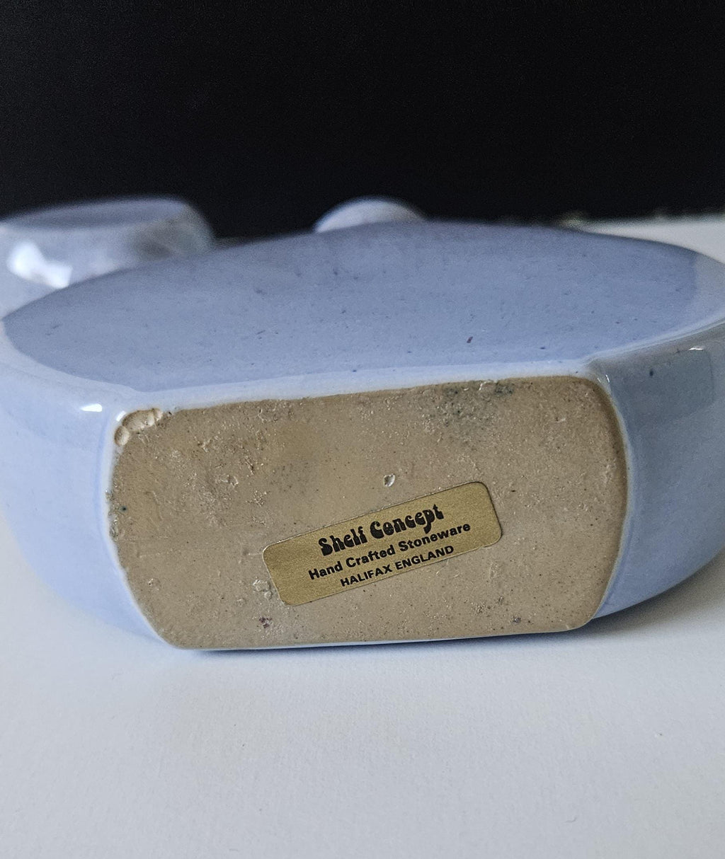 Retro Bottle with Stopper Stoneware Light Blue Speckled Finish Made in Halifax England 1980s 19cm Dressing Table Decanter
