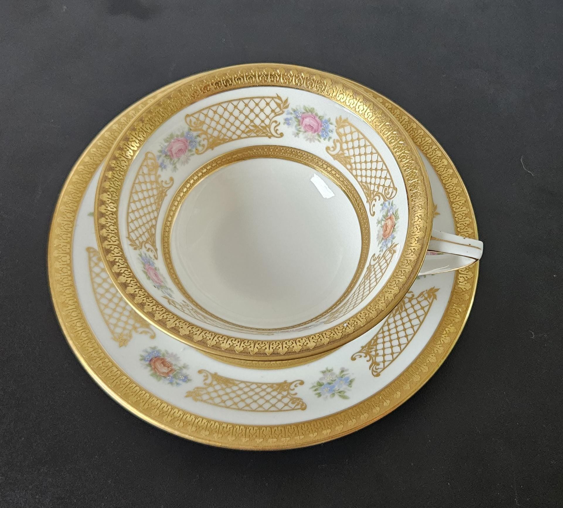 Vintage Rosenthal Germany Cup and Saucer: Gold Gilt Floral Porcelain