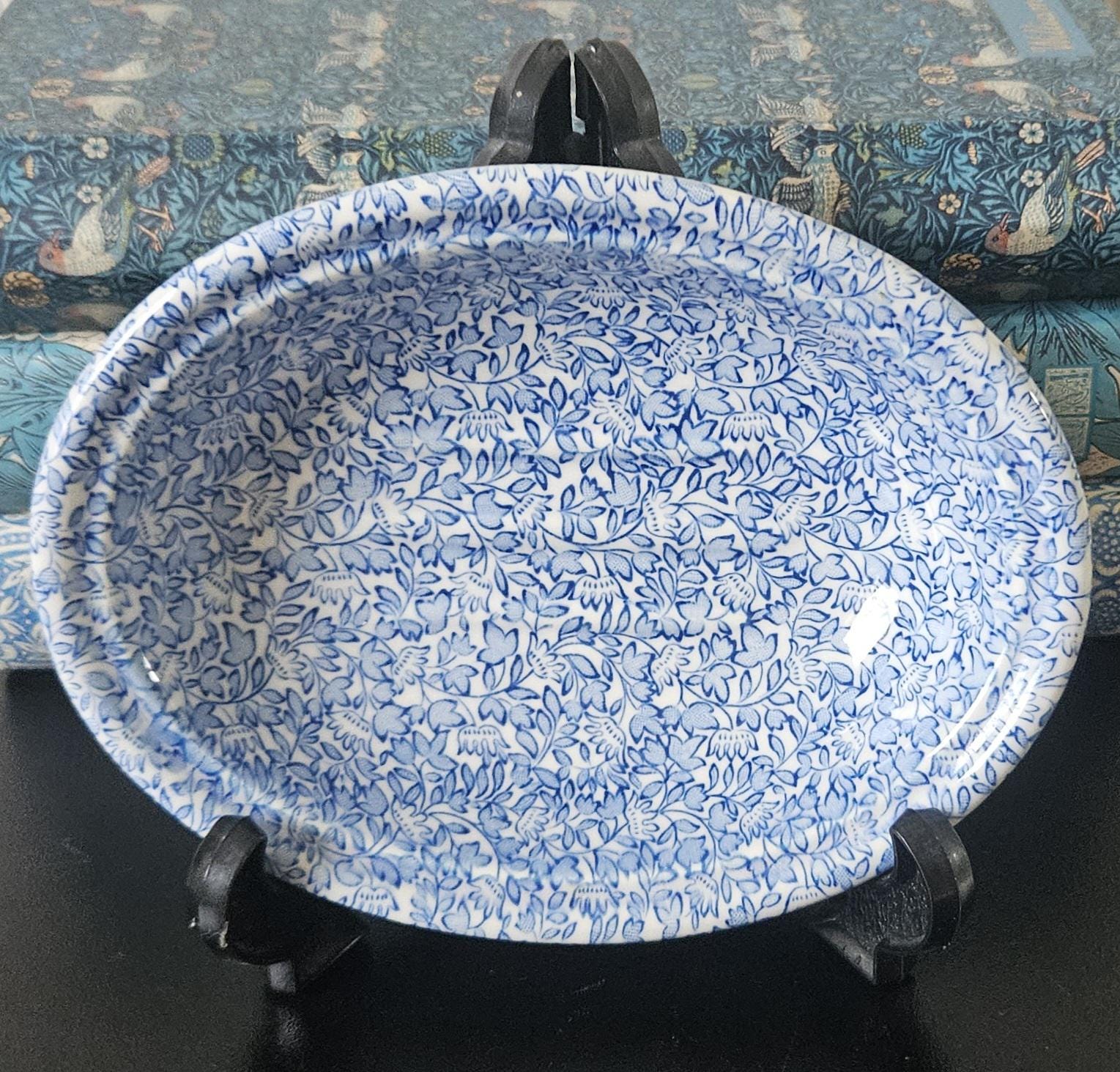 Vintage Soap Dish Mason’s Ironstone Crabtree & Evelyn Chintzy Blue and White Oval Shape
