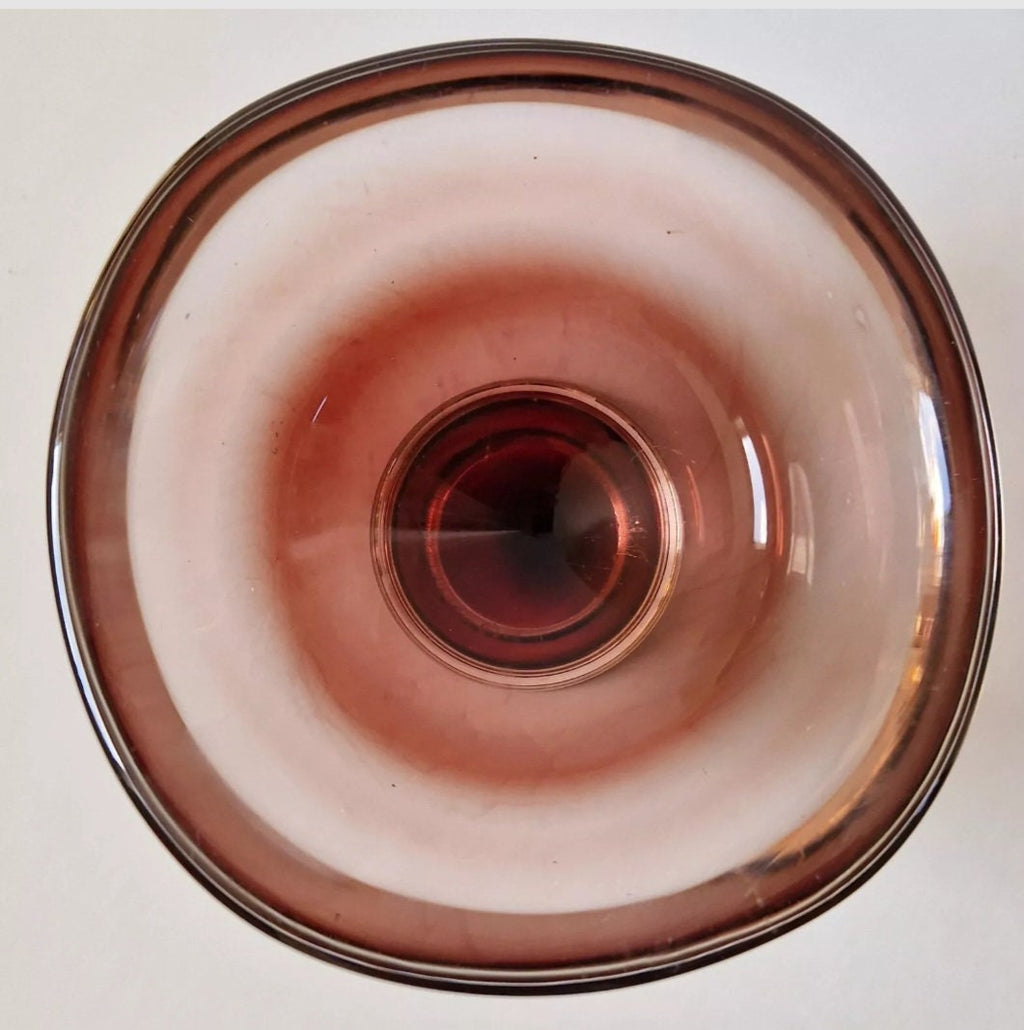 Sven Palmqvist for Orrefors Glass Bowl Red Fade Cased Glass 1950's Footed Dish Rare