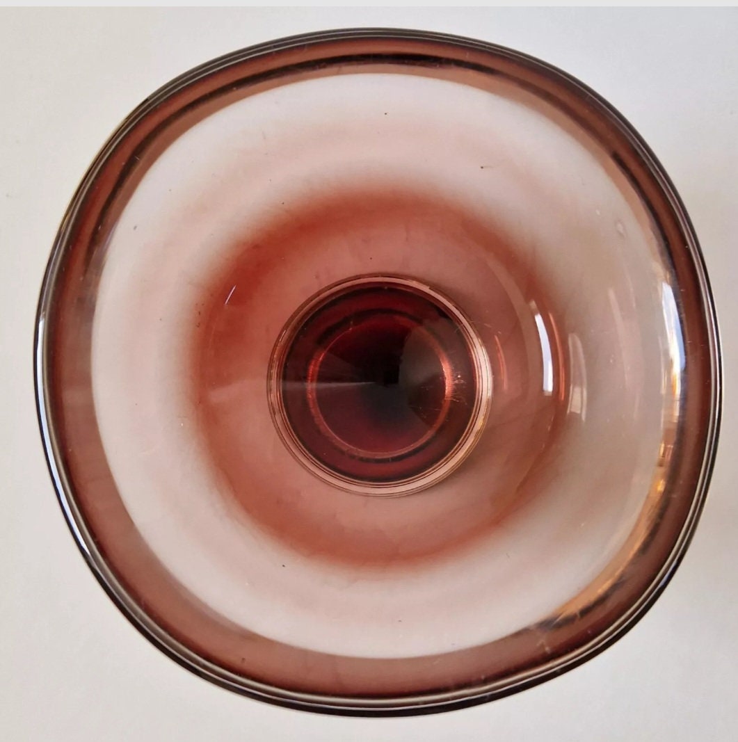 Sven Palmqvist for Orrefors Glass Bowl Red Fade Cased Glass 1950's Footed Dish Rare