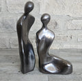 Vintage Tall Large Abstract Couple Figures Ceramic Metallic Finish 32 and 28cm Tall