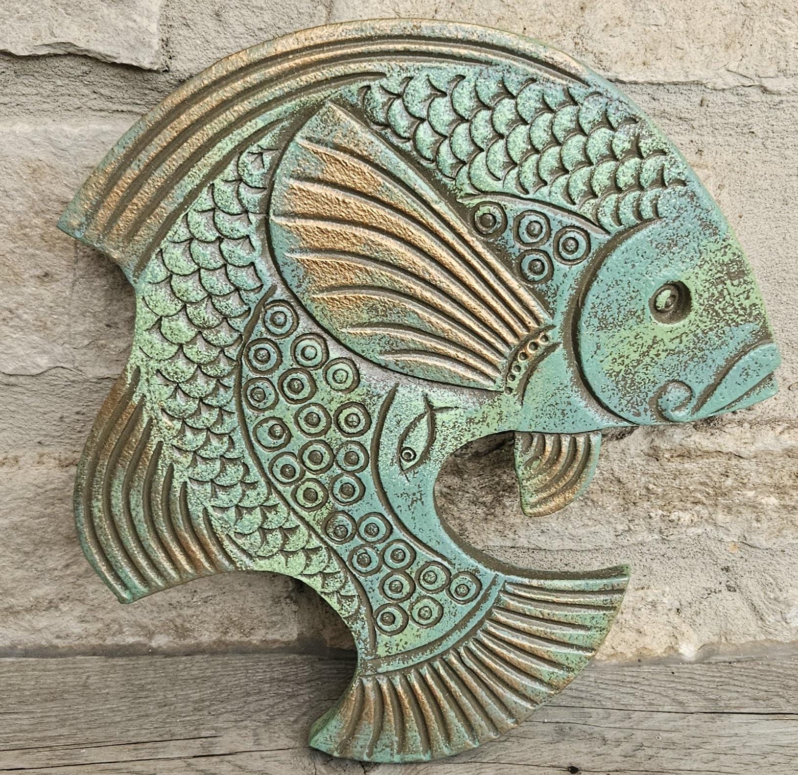 Vintage Large Fish Ceramic Wall Decor Handmade Anton Cheny Signed Fish 24cm X 26cm Decor Bathroom Decor