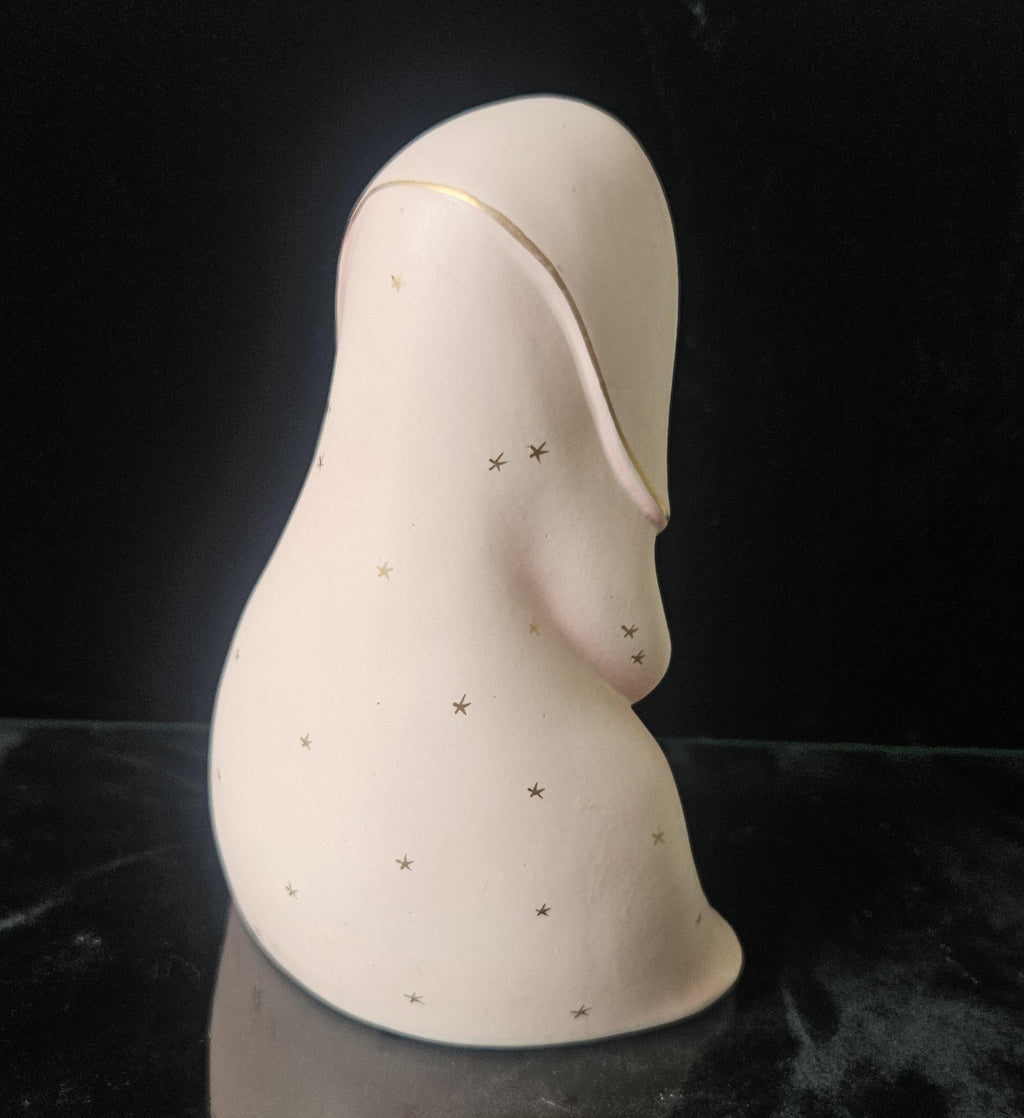 Vintage Virgin Mary Praying Madonna Figure Italian Porcelain Ornament Pink & Gold (17cm) Religous Gift