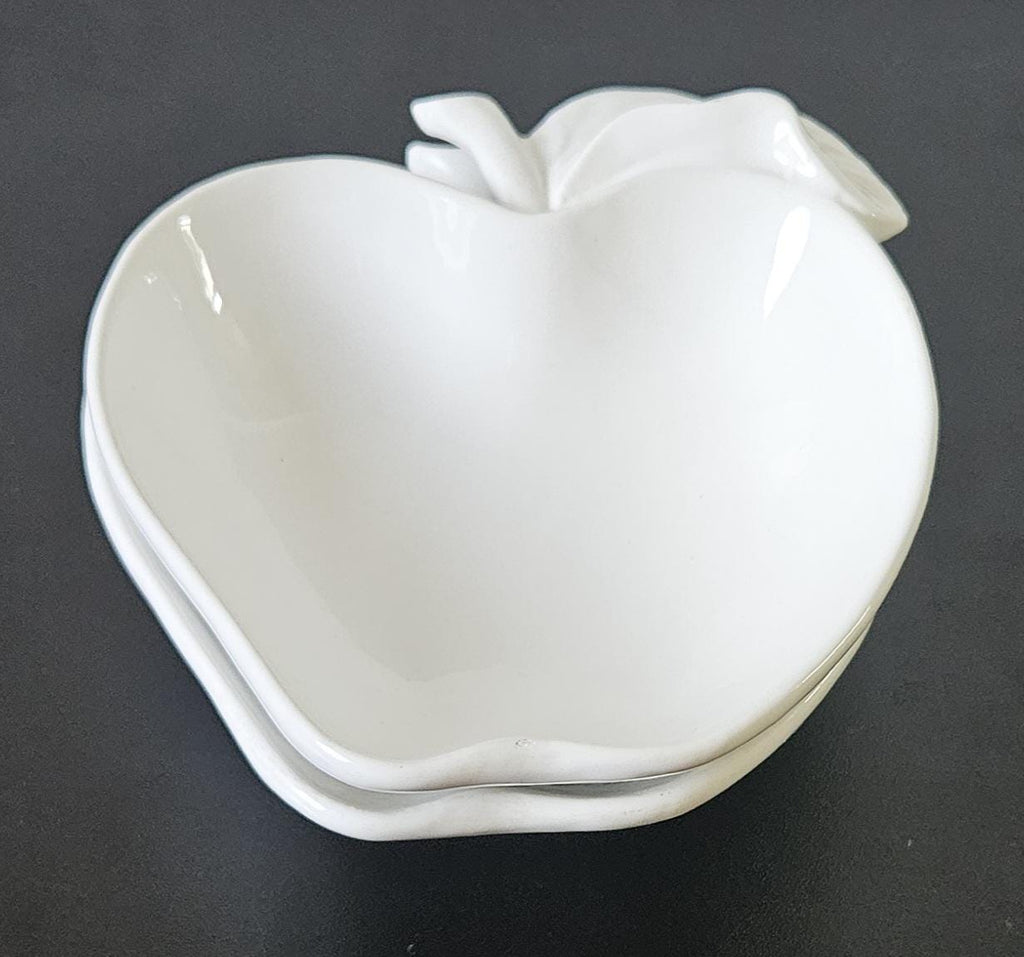 Vintage Pair White Apple Shaped Dishes Made in Italy 5" X 5.5"