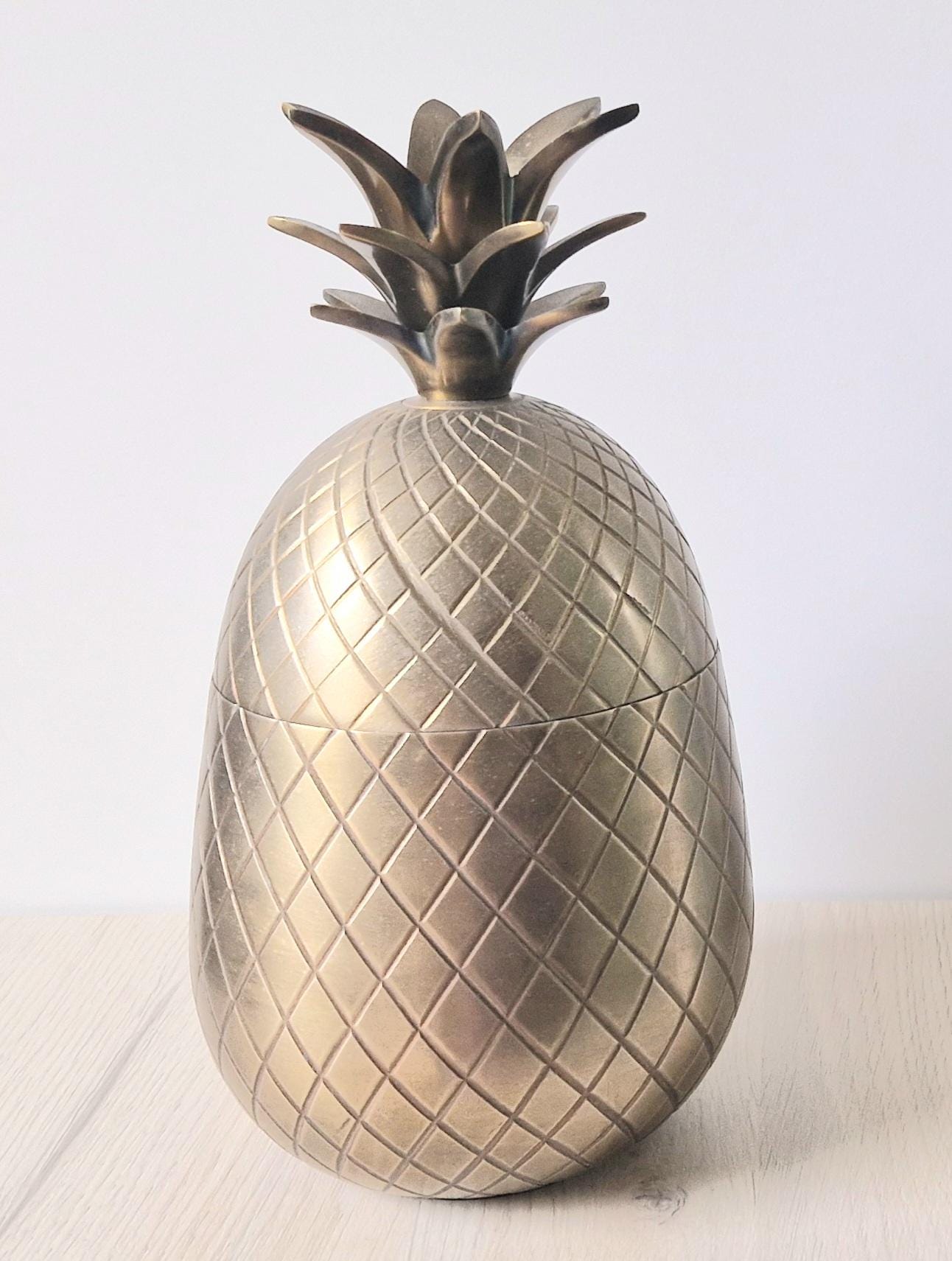 Vintage 1980s Extra Large Gold Metal Pineapple Ice Bucket 30cm
