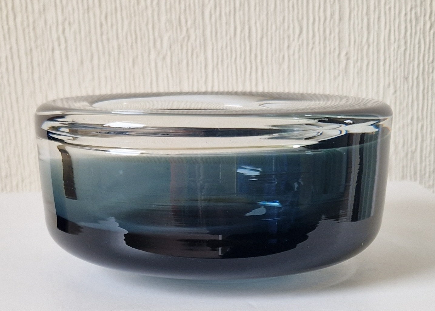 Per Lutken For Holmegaard Ashtray Bowl MCM Smoke Blue Danish Art Glass 1960's
