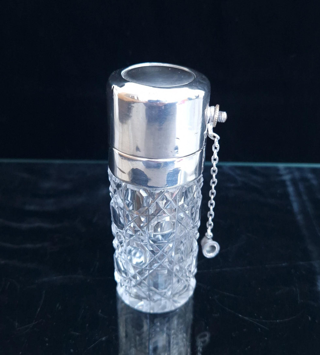 Art Deco Theophilus Martin Baccarat Glass Sterling Silver Piston Pump Antique Perfume Atomiser