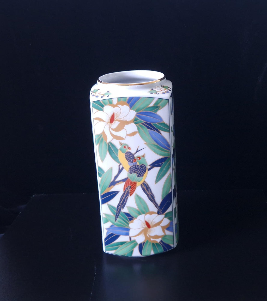Vintage Takahashi Midcentury Tropicale Parrots Hand Painted Vase San Francisco