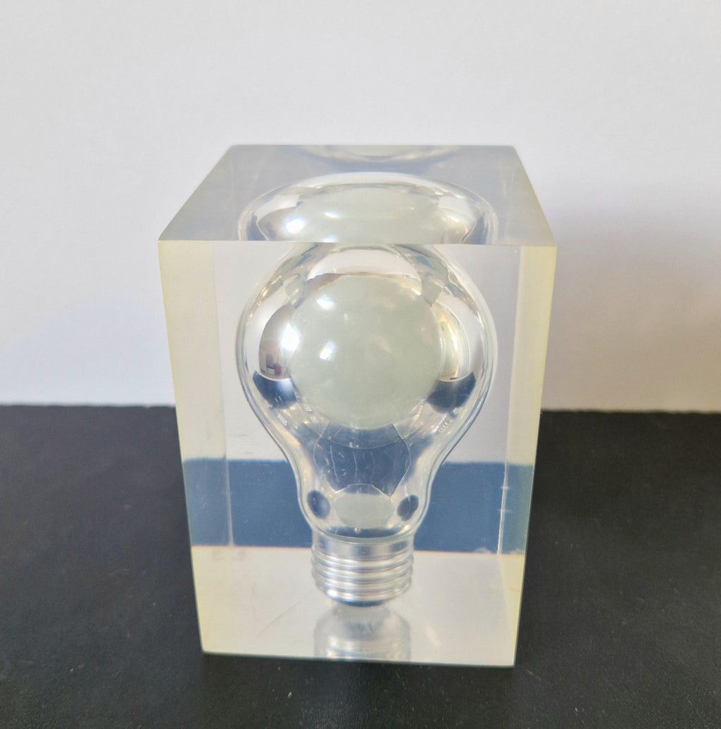 Midcentury Pierre Giraudon 1960s Pop Art Green Glow in The Dark Lucite Light Bulb Ornament