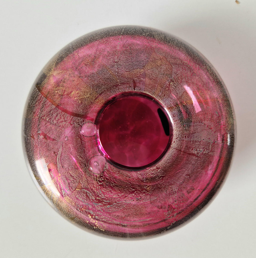 Vintage Isle of Wight Studio Michael Harris 'Azurene Pink' Glass Squat Vase