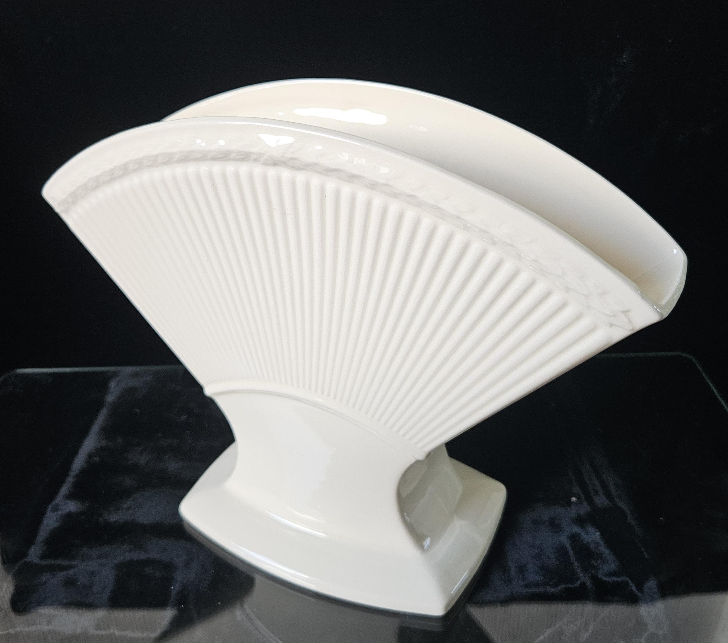 Vintage Wedgwood Vase Cream Fan Shaped Ceramic Made in England