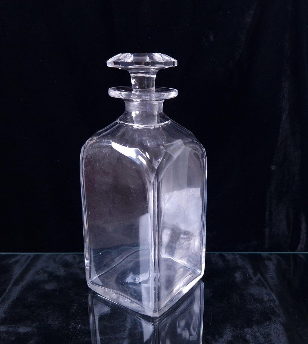 Antique Rectangular Spirit Decanter With Petal-Cut Shoulders & Octangon Stopper