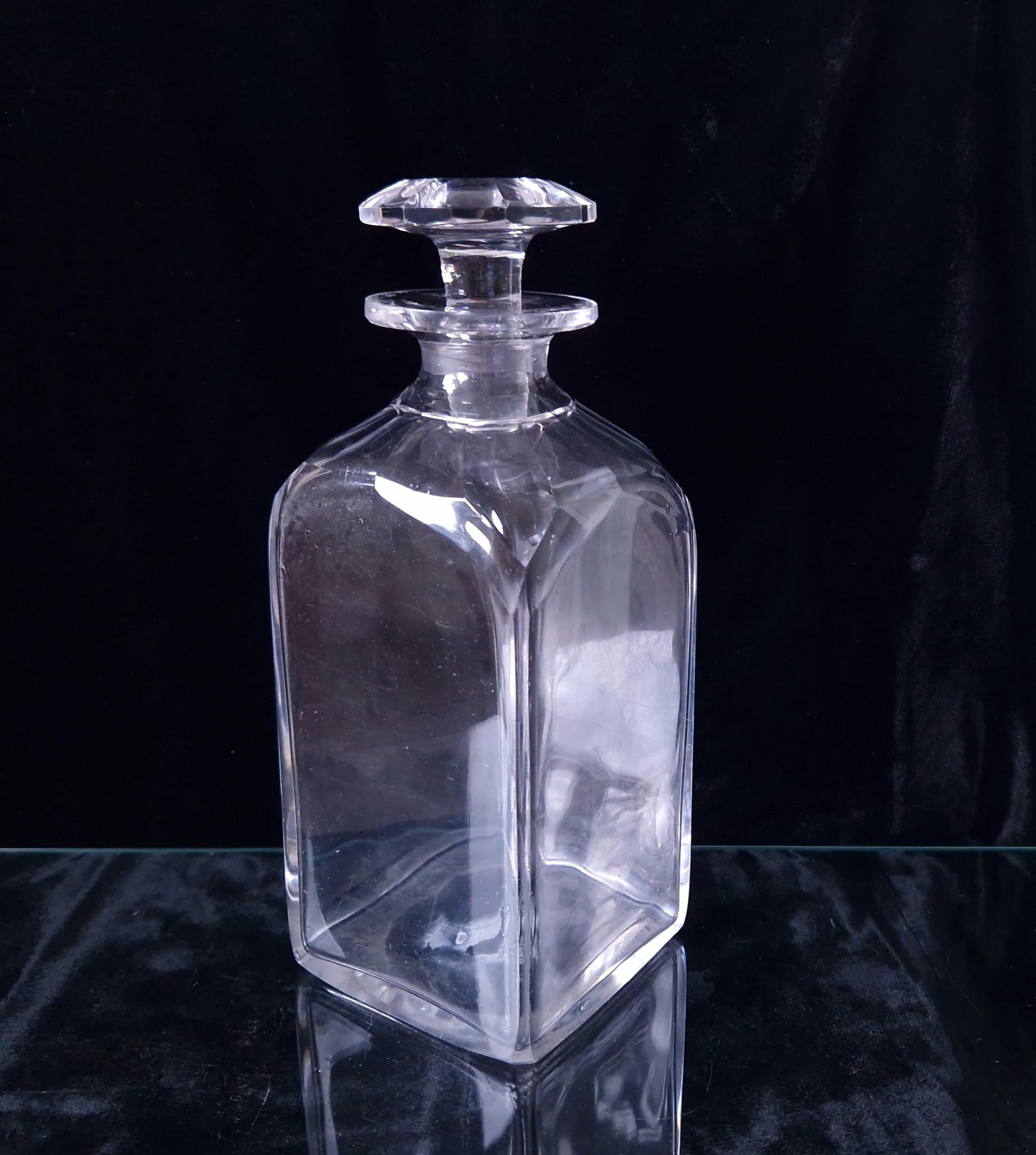 Antique Rectangular Spirit Decanter With Petal-Cut Shoulders & Octangon Stopper
