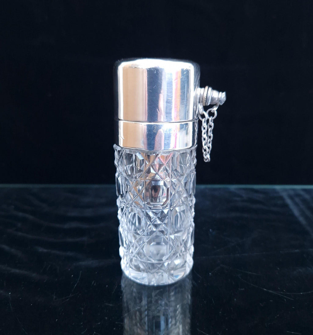 Art Deco Theophilus Martin Baccarat Glass Sterling Silver Piston Pump Antique Perfume Atomiser