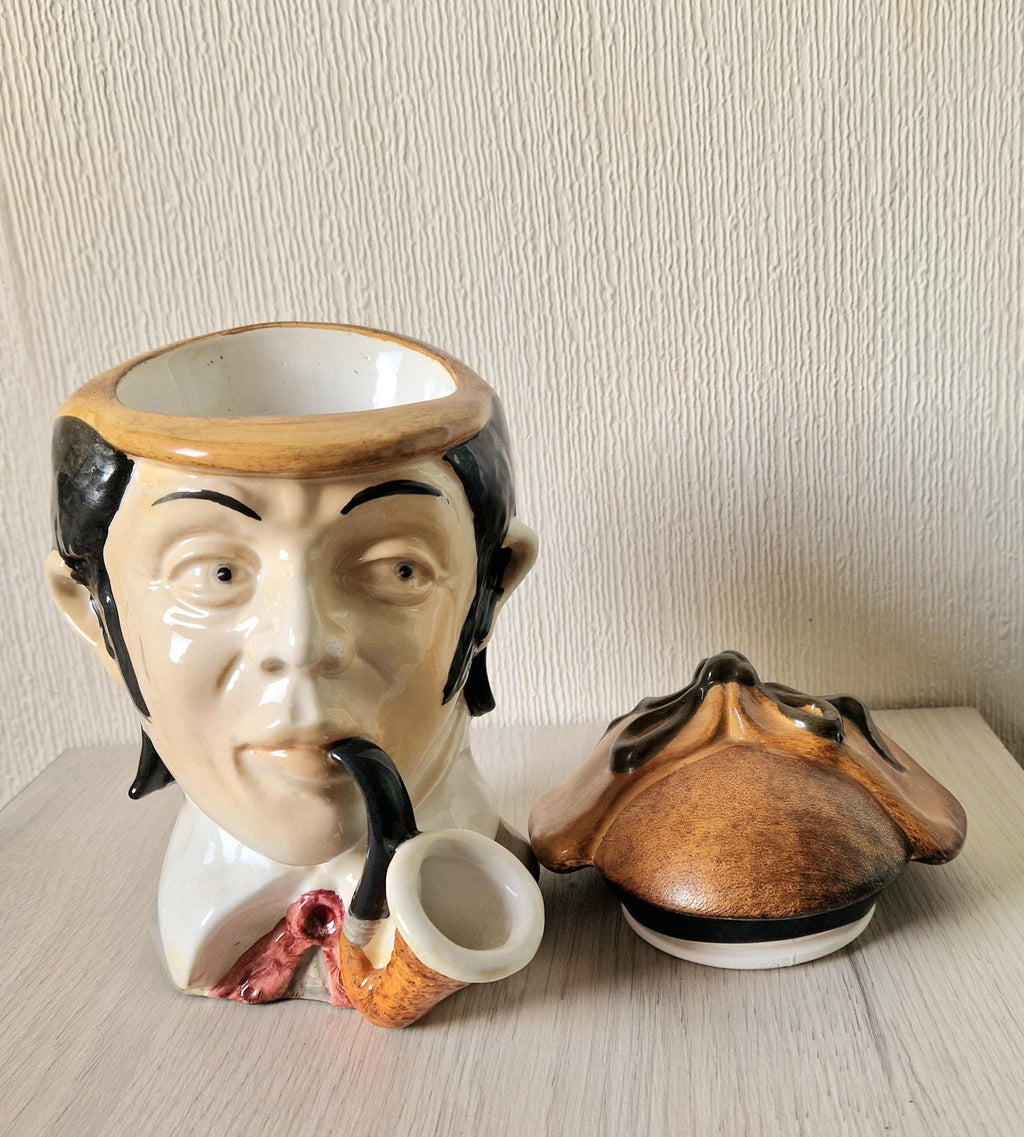 Rare Vintage Sherlock Holmes Figural Ceramic Tobacco/Cookie Jar 23cm