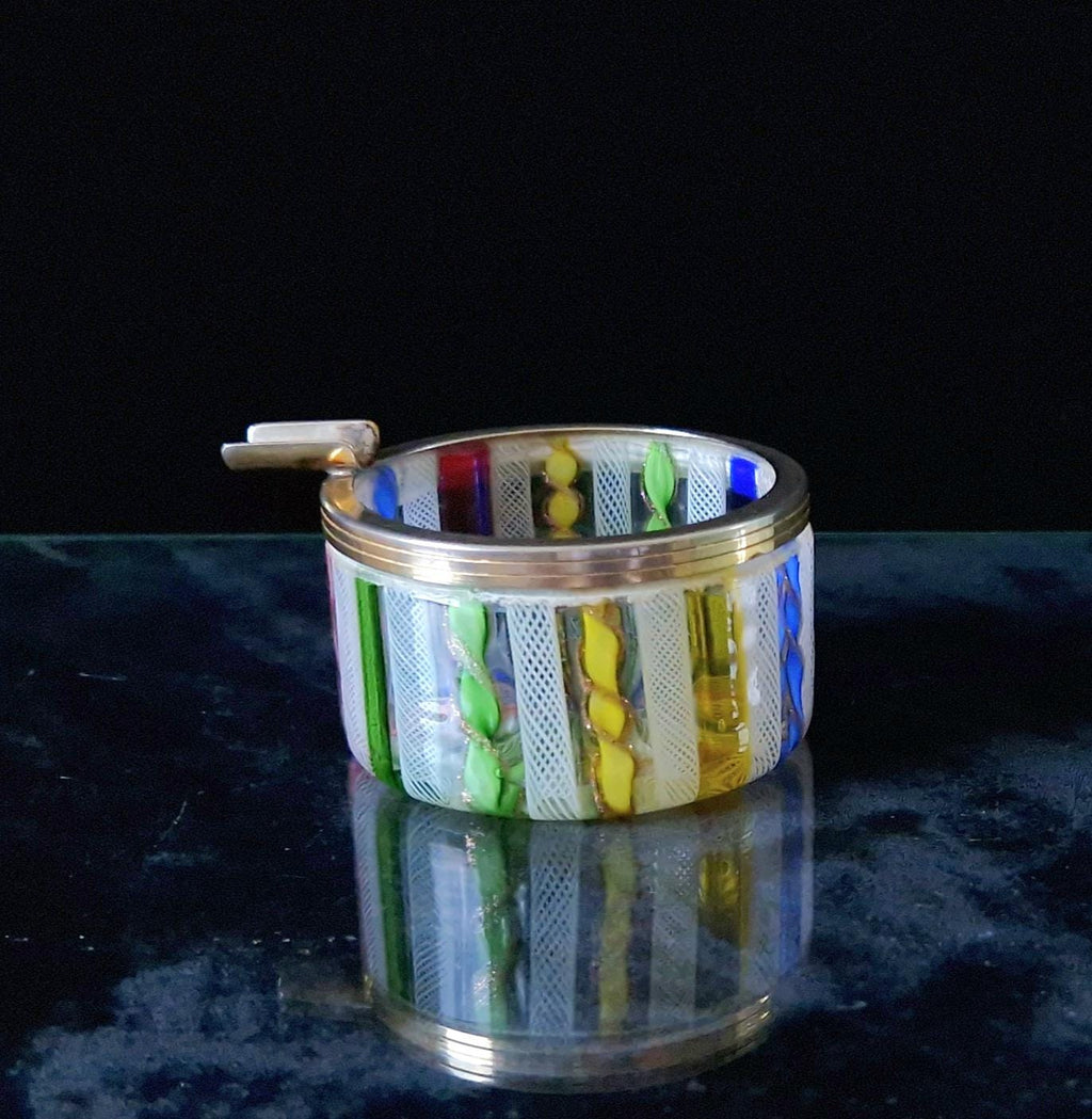 Mid Century 1960's Murano Fratelli Toso Rainbow Ribbons Italian Art Glass Ash Tray