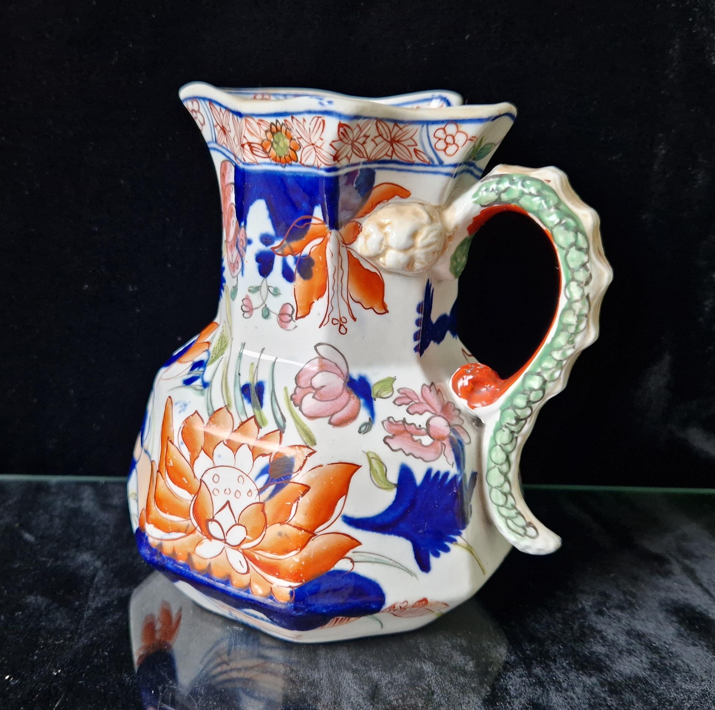 Early Mason's Ironstone China Imari Hydra Octagonal Jug Pitcher 5inch C1820 Incised 2-Line Mark