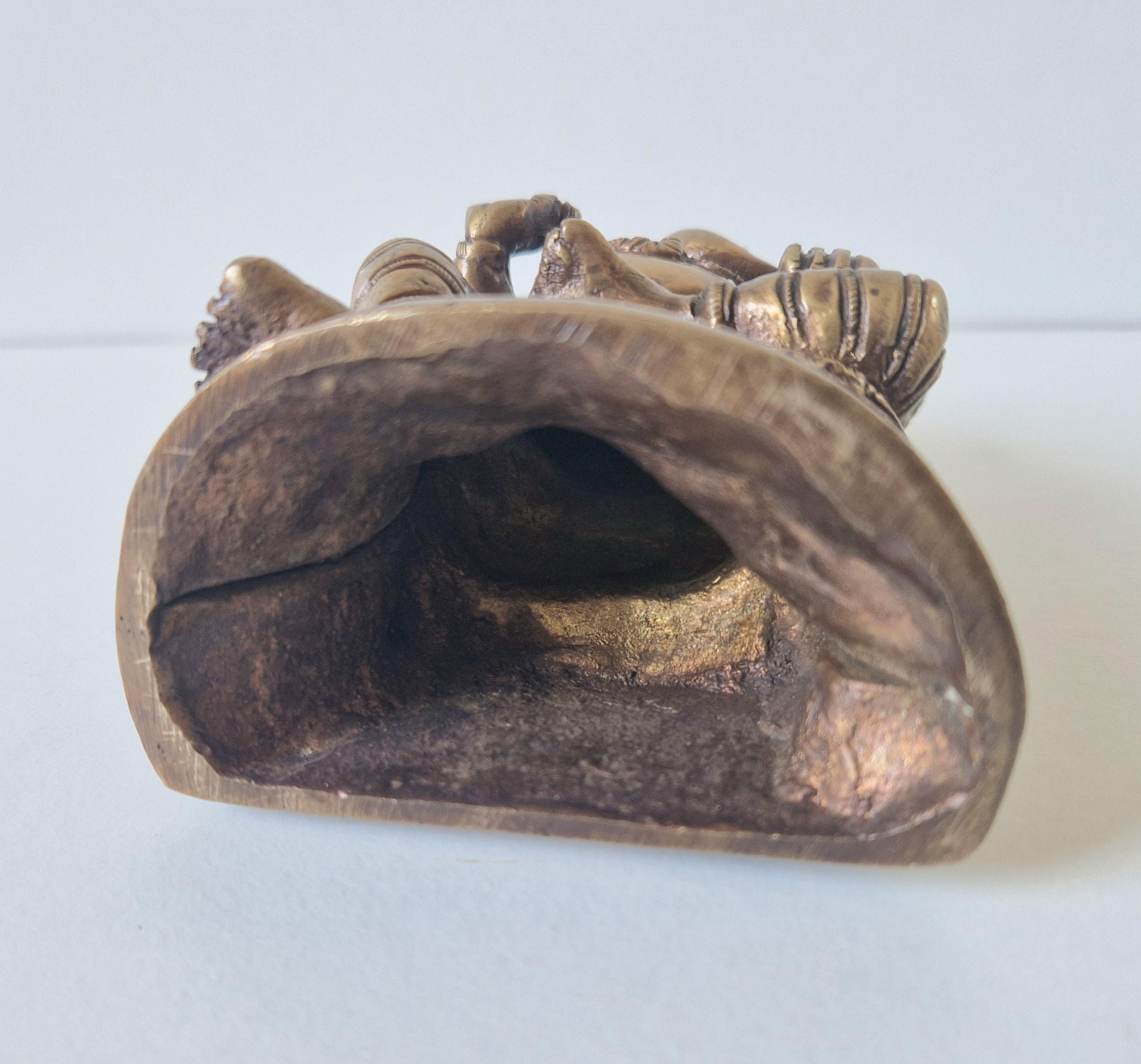 Vintage Bronze Lord Ganesh Ganesha Hindu Diety on Throne Figure 1.16kg