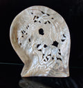 Vintage Chinese Carved Large Mother Of Pearl Shell Animal Birds Forest Scene