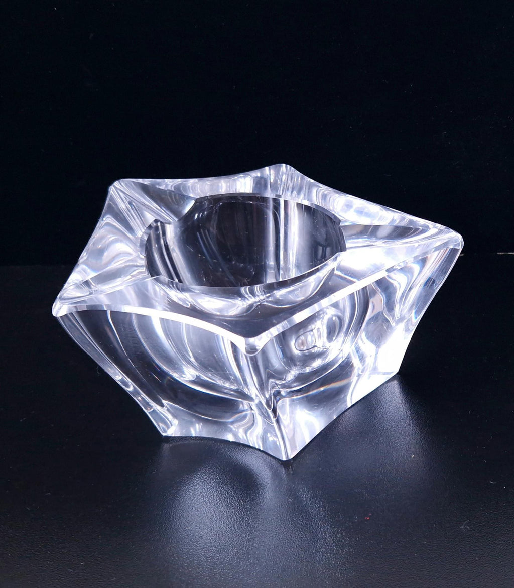 Heavy Freeform Geometric Bevelled Edge Continental Mid-Century Crystal Glass Table Desk Ashtray