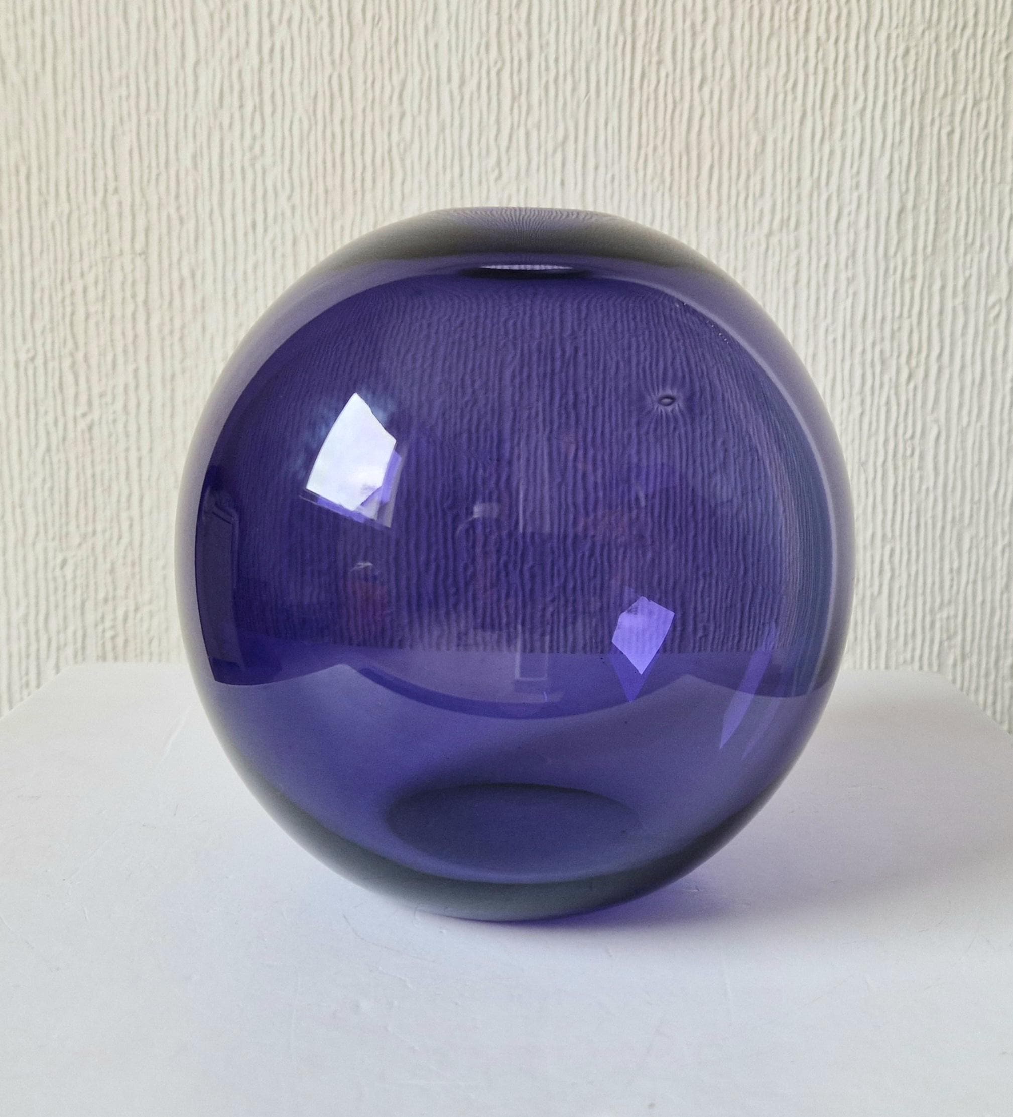 Vintage Purple Loco Art Glass Bulb Designer Vase Signed 2006