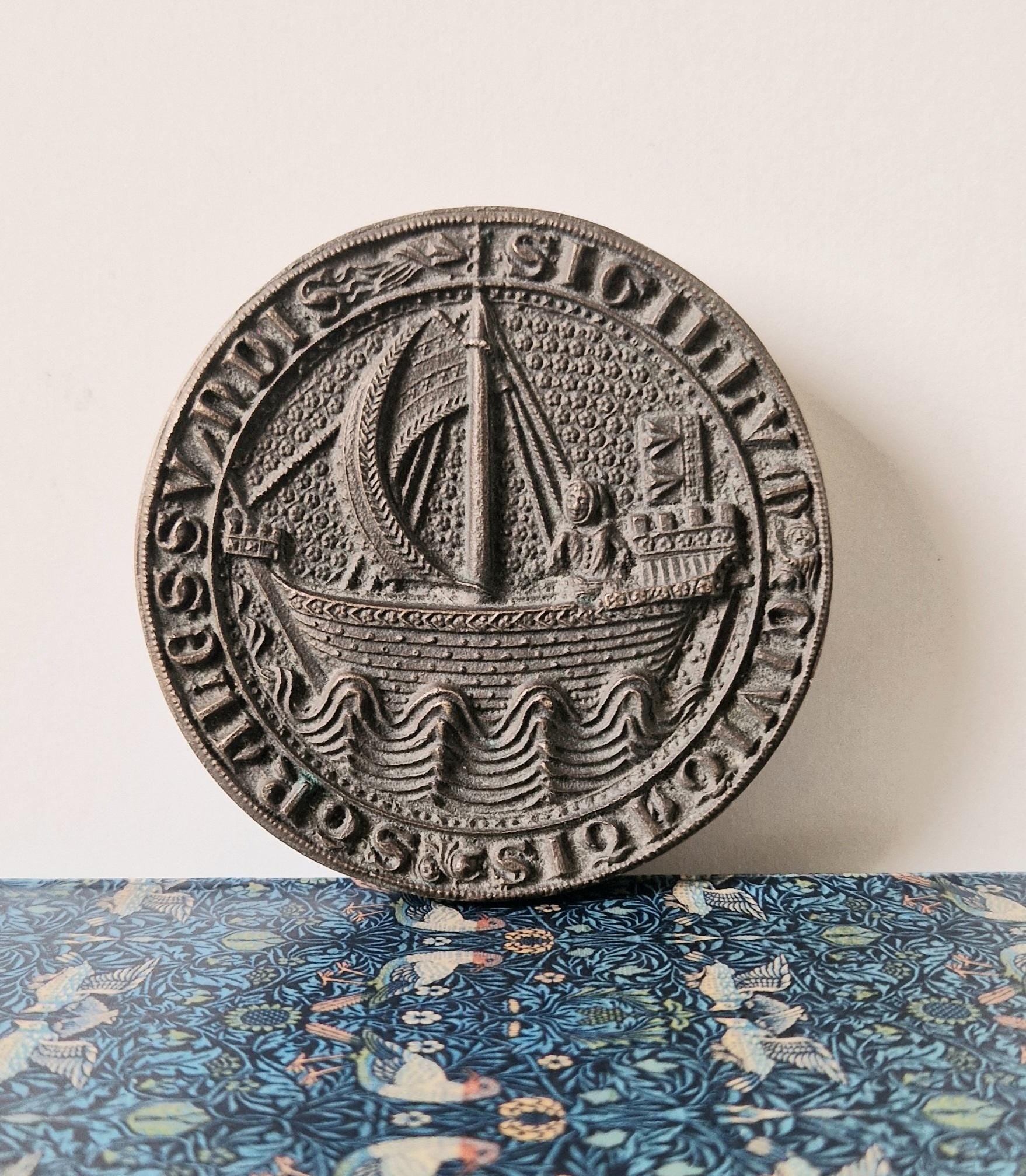 Rare Stralsund Hanseatic League Medieval 1329 Solid Cast Bronze Seal Reproduction 991g