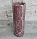 Vintage Red Onyx Marble Vase Cylinder Shape 19.5cm Tall