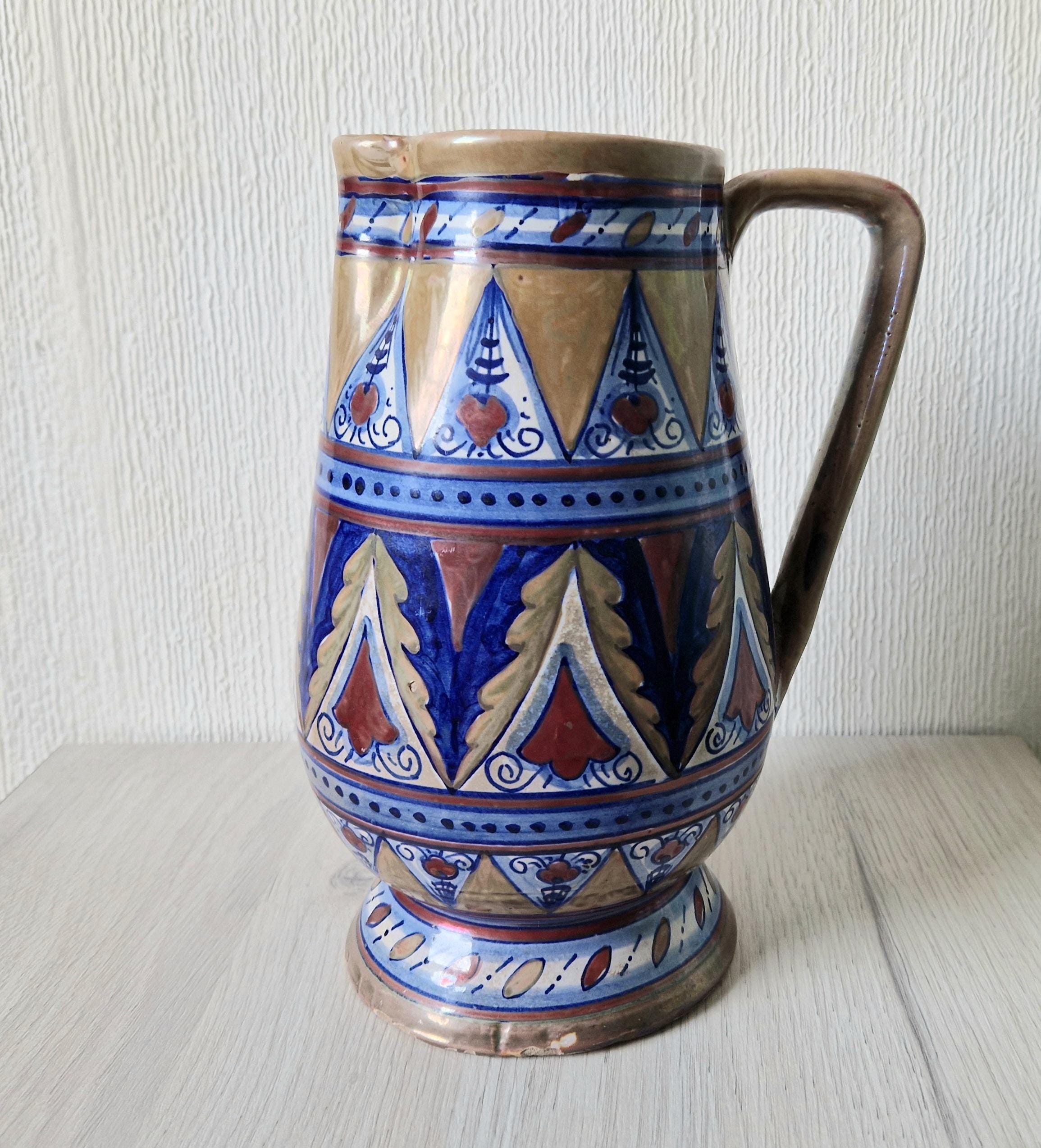 Art Deco Alberto Rubboli Italian Majolica Pitcher Jug Gualdo Tadino Italy Antique 1920