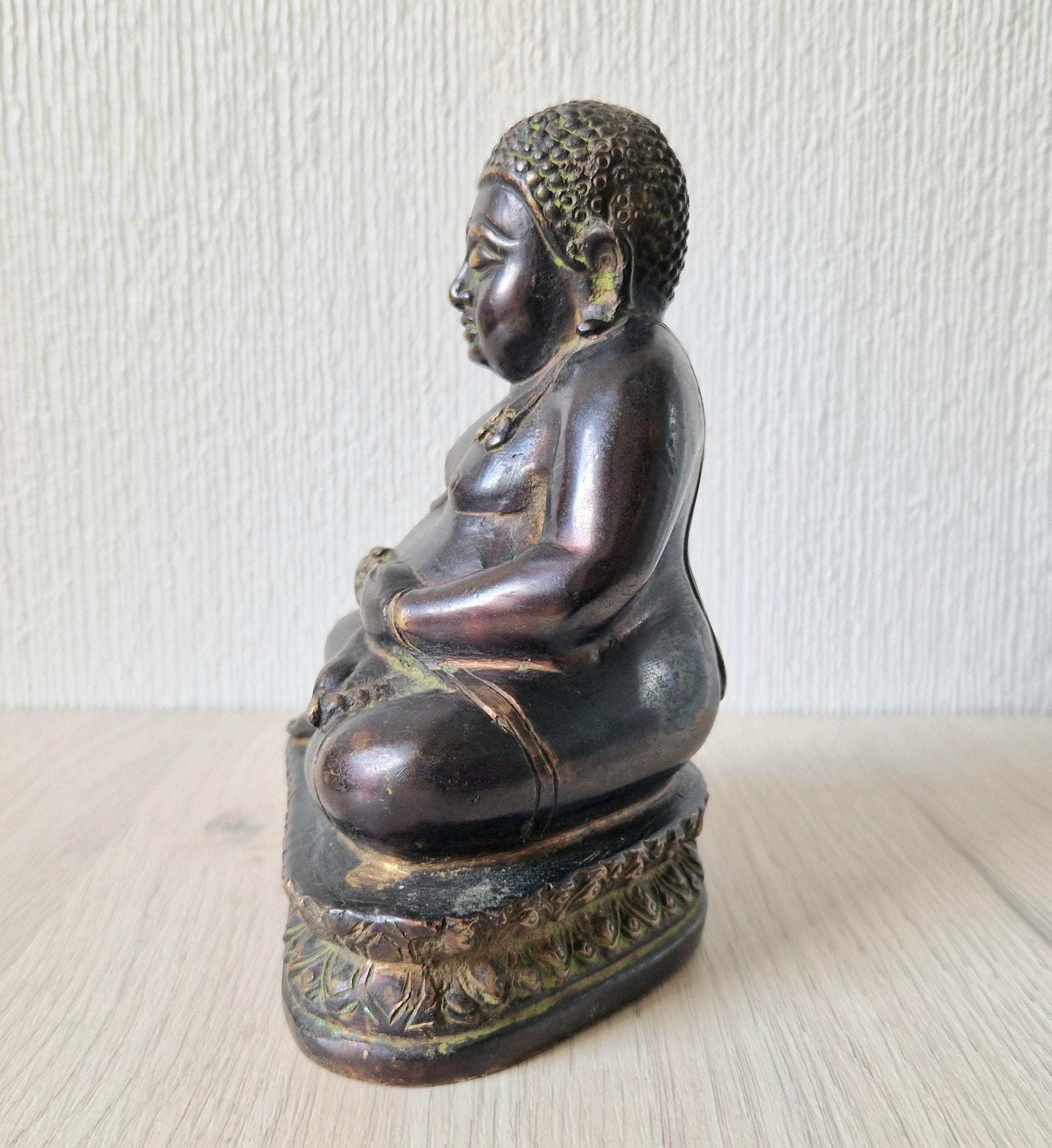 19th Century Bronze Sculpture of Phra Sangkachai Thai Buddhist Seated Diety