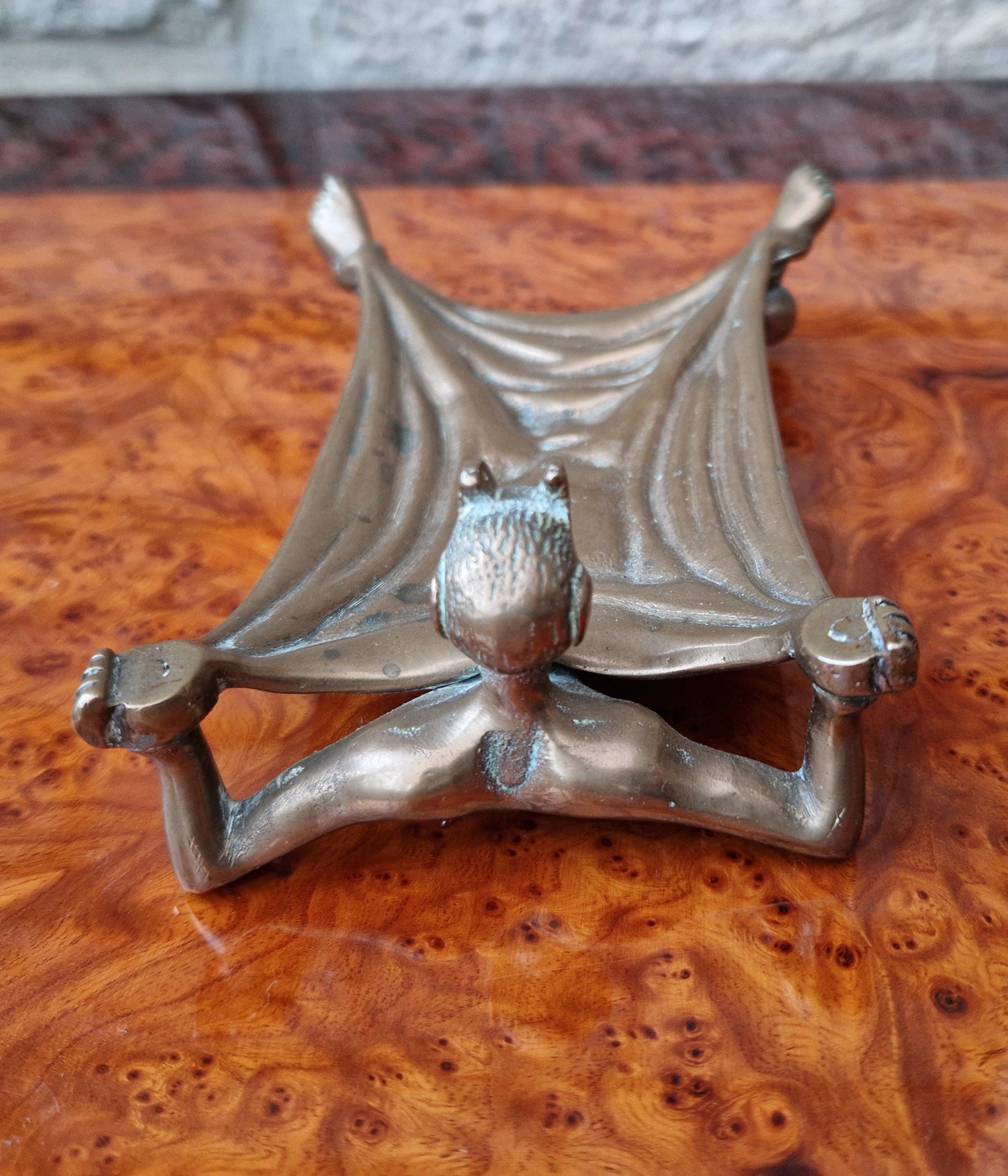 Antique Bronze Devil Under Sheet Calling Card Tray, Gothic c1900